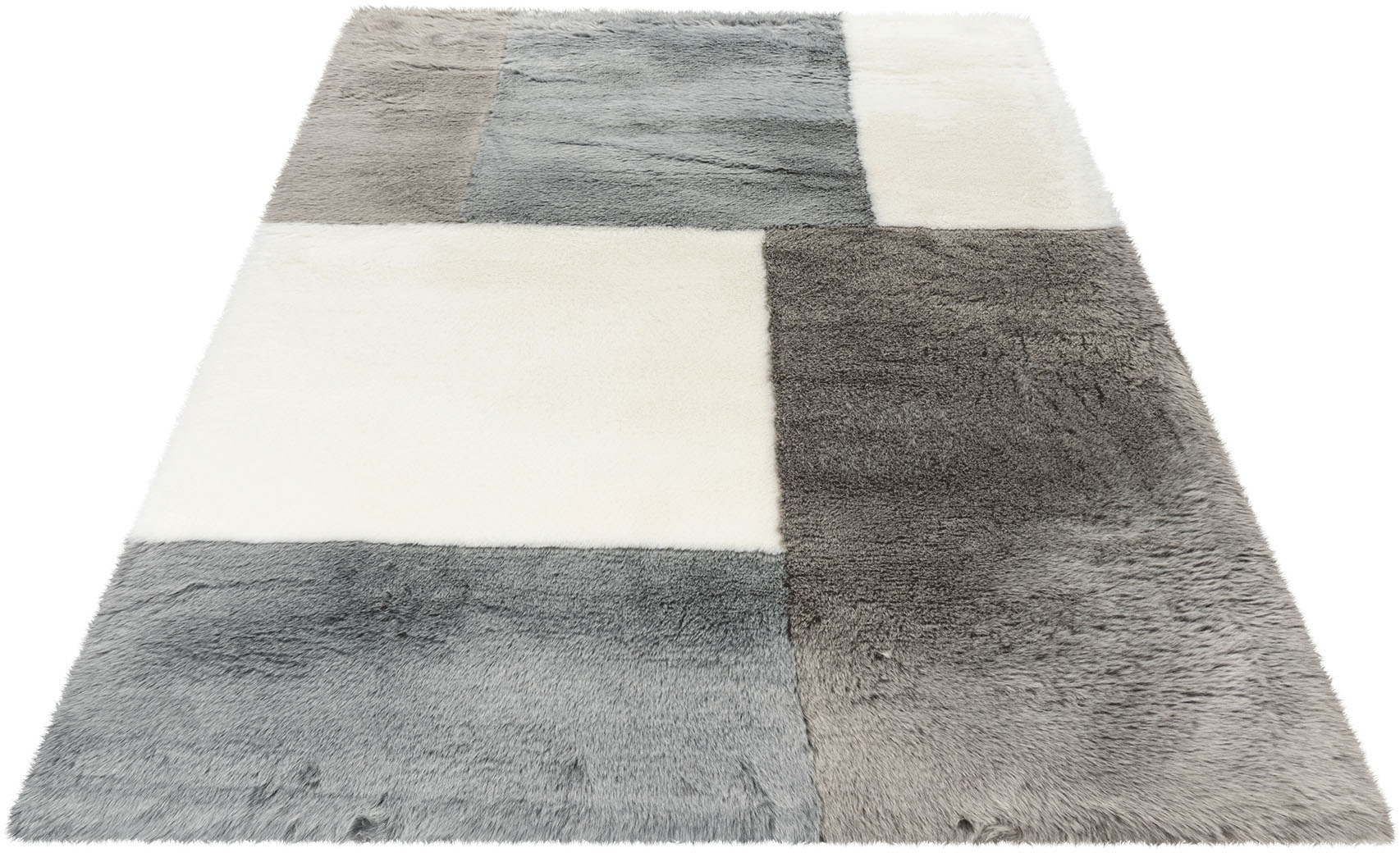 Image of Obsession Fellteppich »My Samba Patch 380«, fellförmig, 35 mm Höhe, Kunstfell, handgetuftet, modernes Patchwork Design, Hochflor - weich & flauschig, ideal im Wohnzimmer & Schlafzimmer bei Ackermann Versand Schweiz