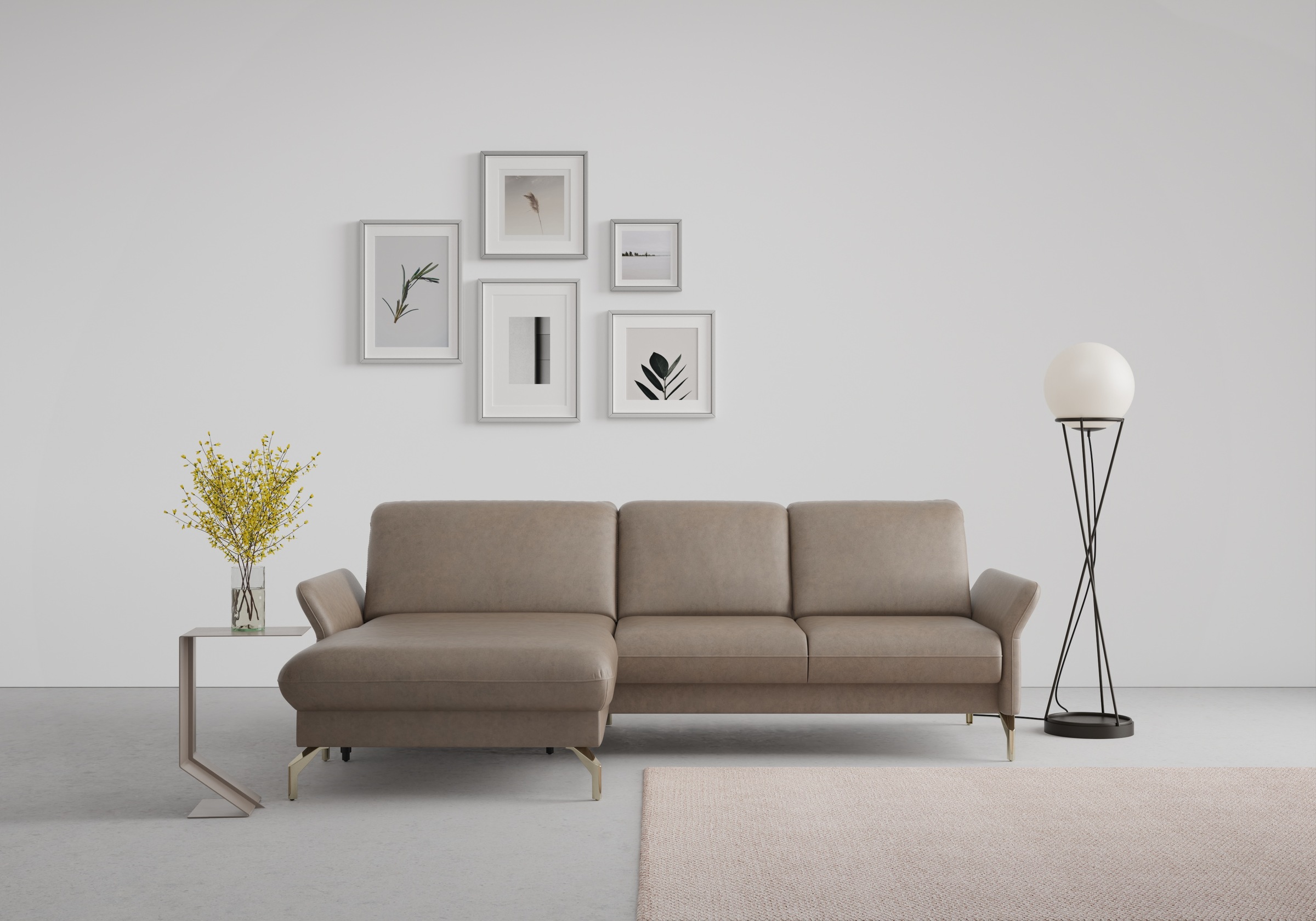 sit&more Ecksofa »Fashion L-Form«, wahlweise mit Kopfteilverstellung, Vorziehsitz, motorisch, Nickelfüsse