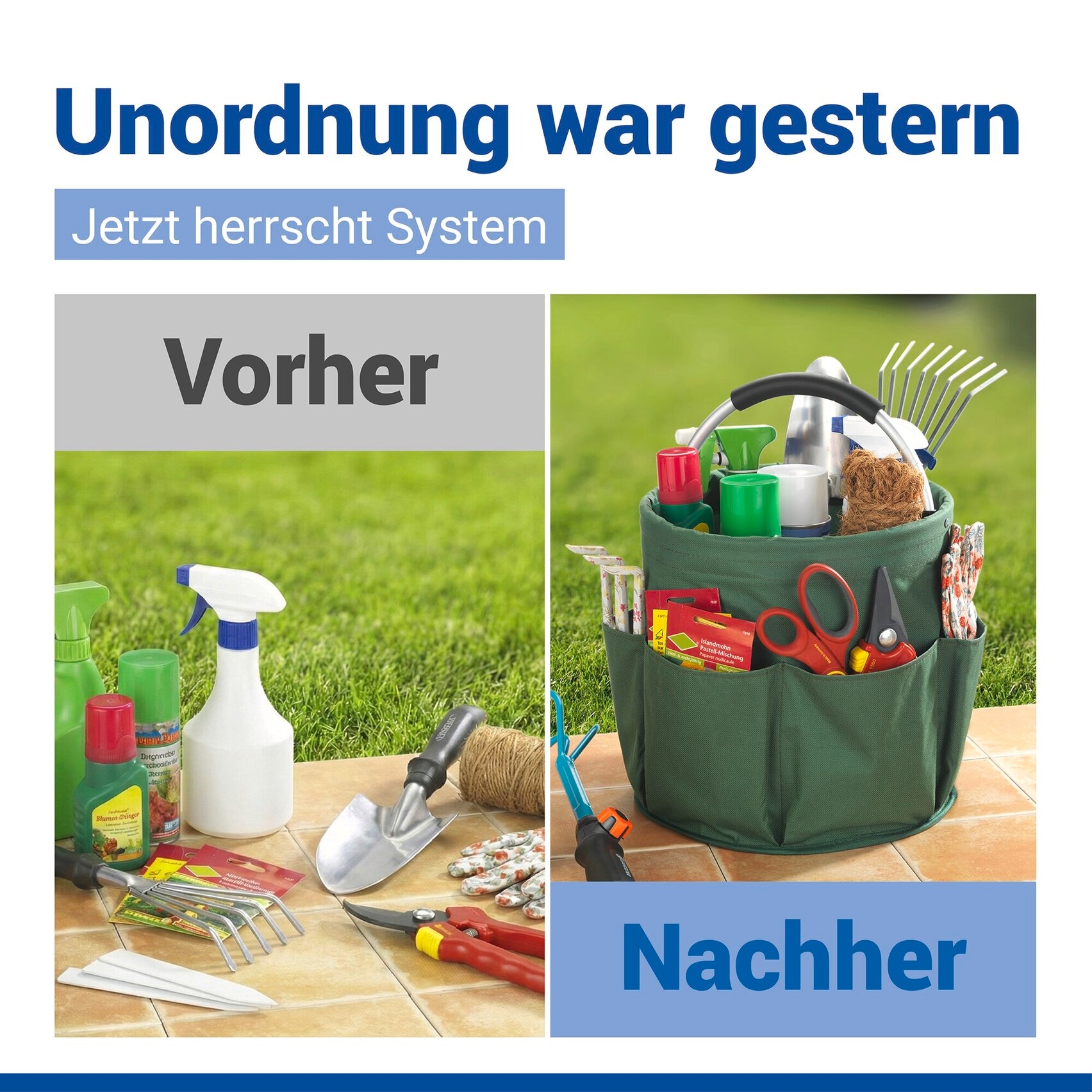 Maximex Organizer »Universal-Reinigungs-Caddy« mit 6 Aussentaschen für Gartenwerkzeug, grosses Hauptfach, faltbar, 16 l