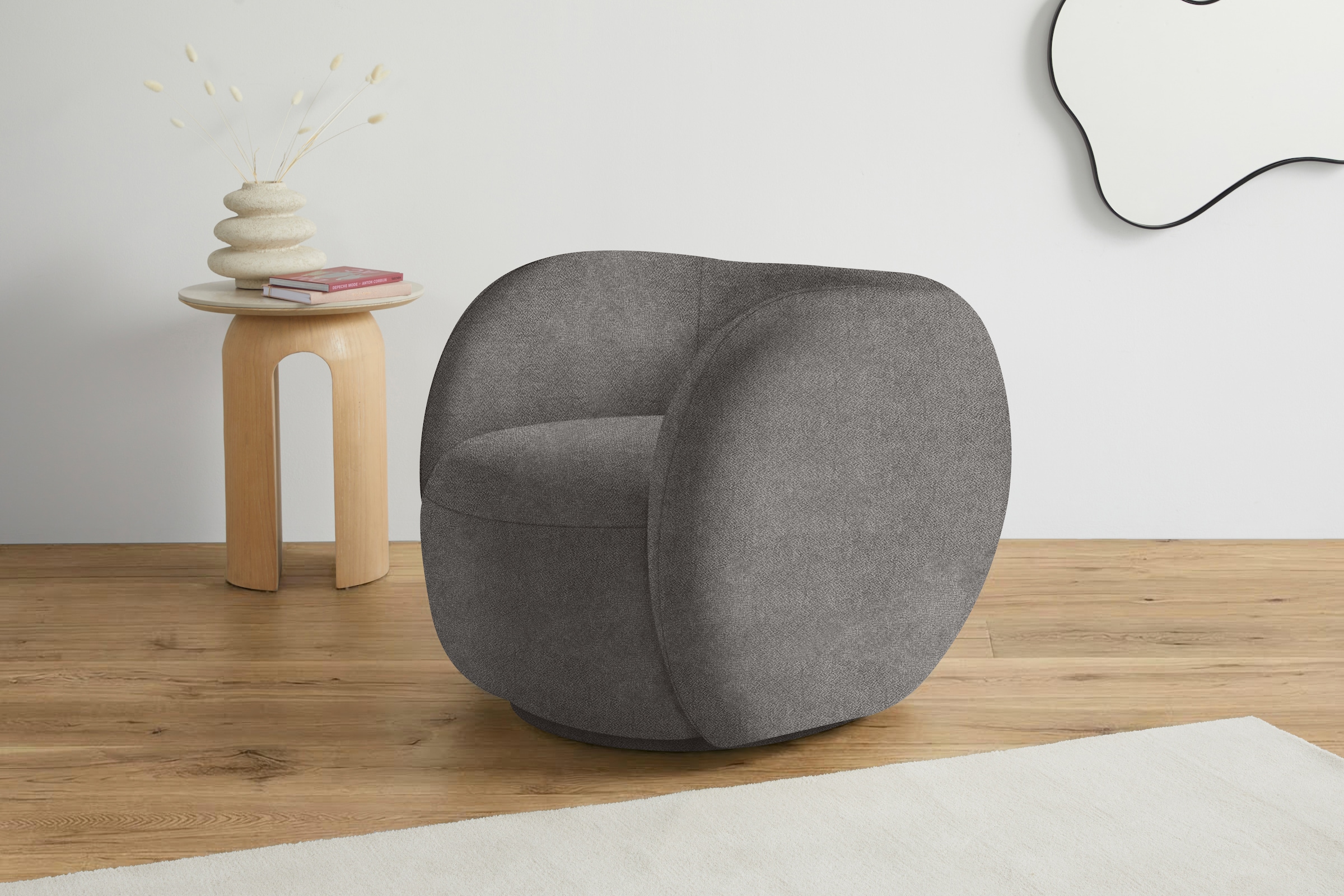 homsy by Ana Johnson Sessel »Pebbla, exklusiver, formschöner Designsessel, Drehsessel« Mit oder ohne Drehfunktion, in Luxus-Microfaser oder Chenille