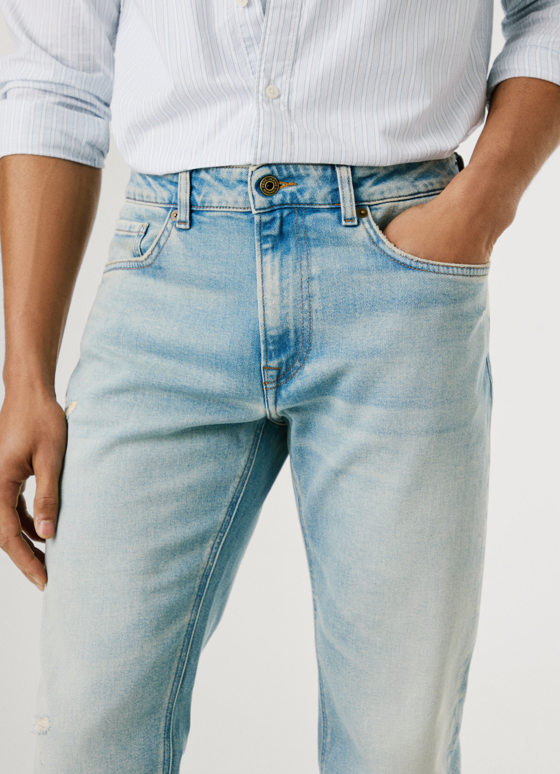 Pepe Jeans Tapered-fit-Jeans »TAPERED JEANS STANLEY«, Ziernähte an den Gesässtaschen