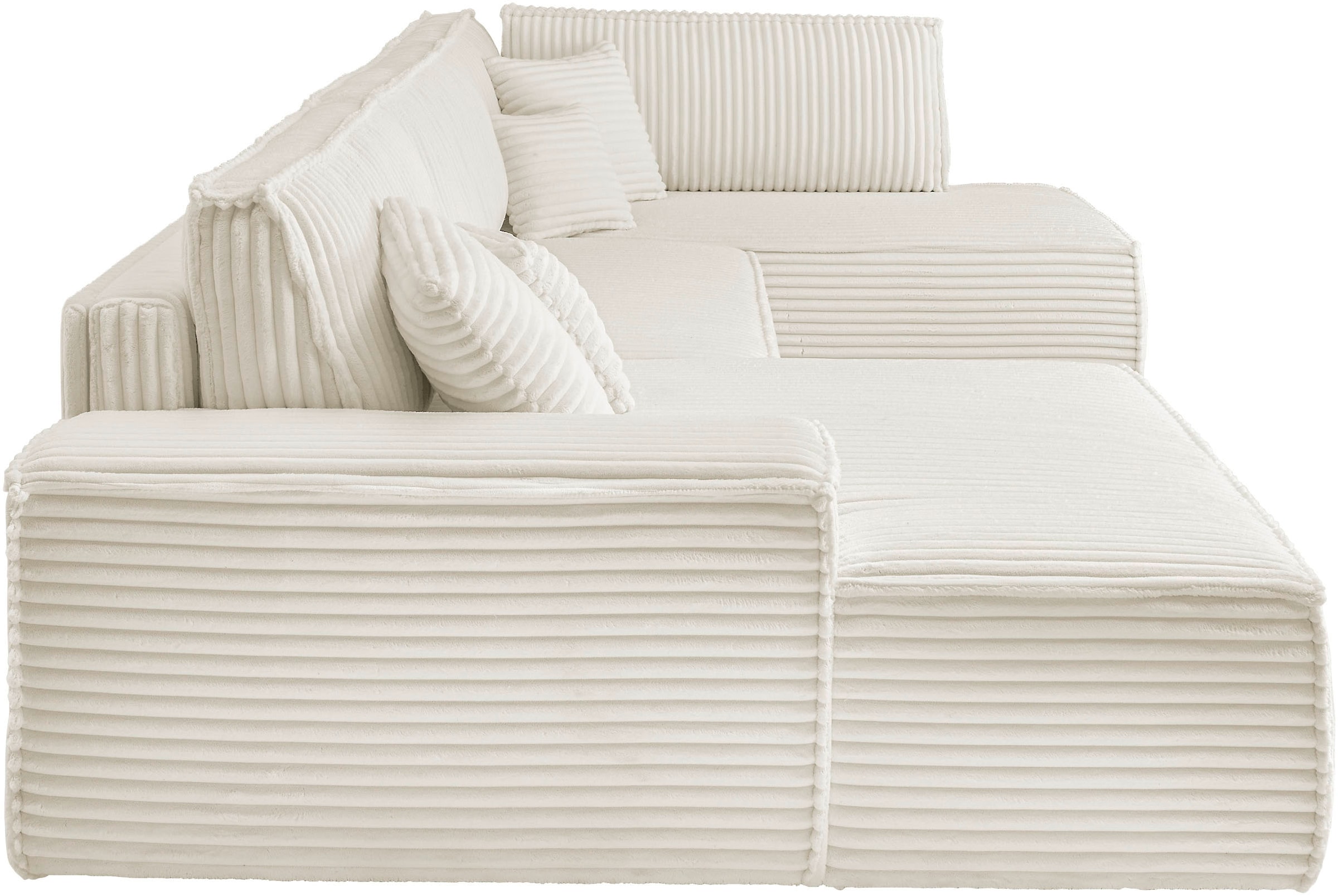 andas Wohnlandschaft »FINNLEY U-Form XXL 329 cm, Schlafsofa, Schlaffunktion m. Bettkasten«, (194/139 cm), Bouclé, Struktur und Cord