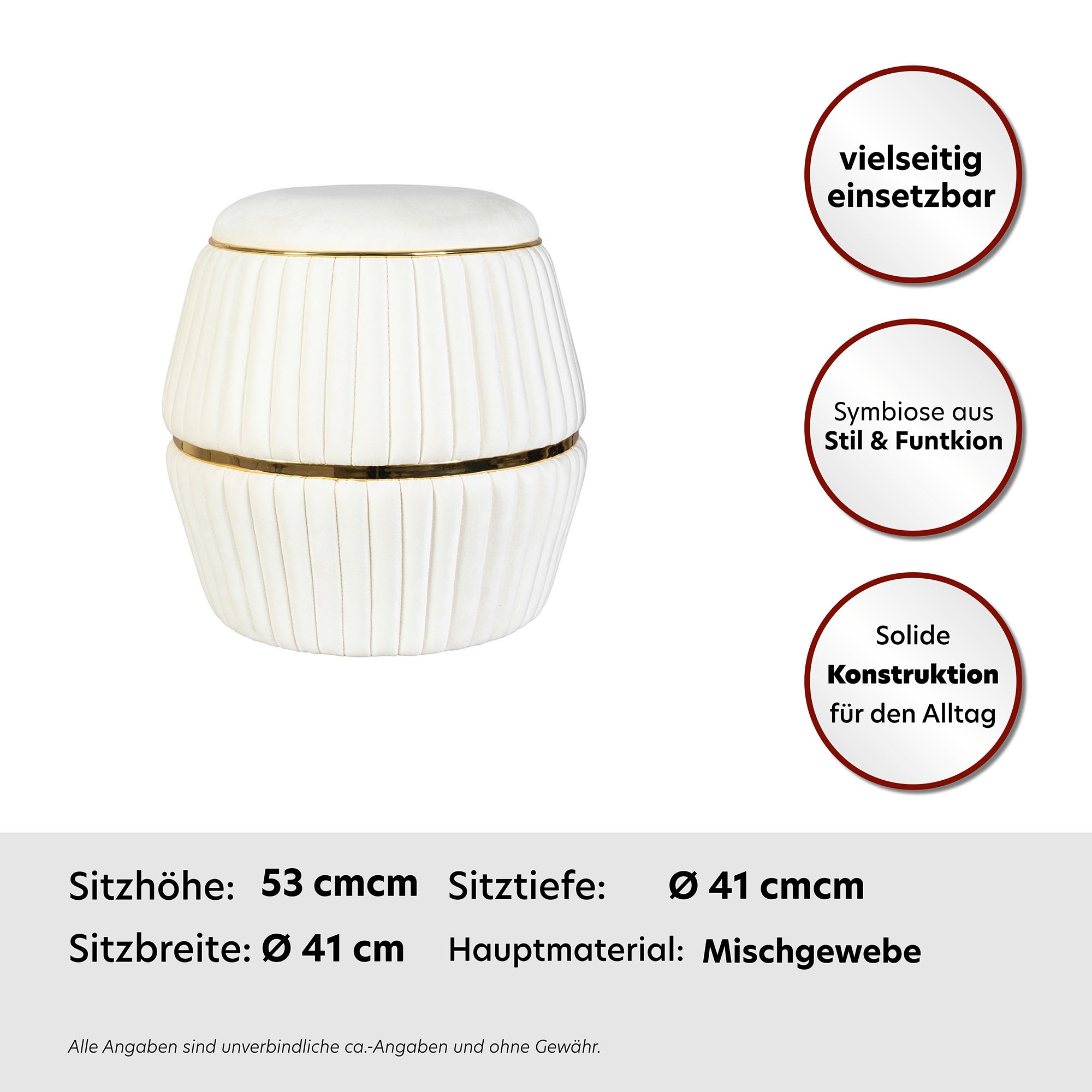 Kayoom Pouf »Hocker Doric, trendiger Look, ästhetische Farbgebung, schöne Steppung« 1 cuis tlg. komfortabel, hochqualitativ, pflegeleicht, in vielen Räumen zuhause