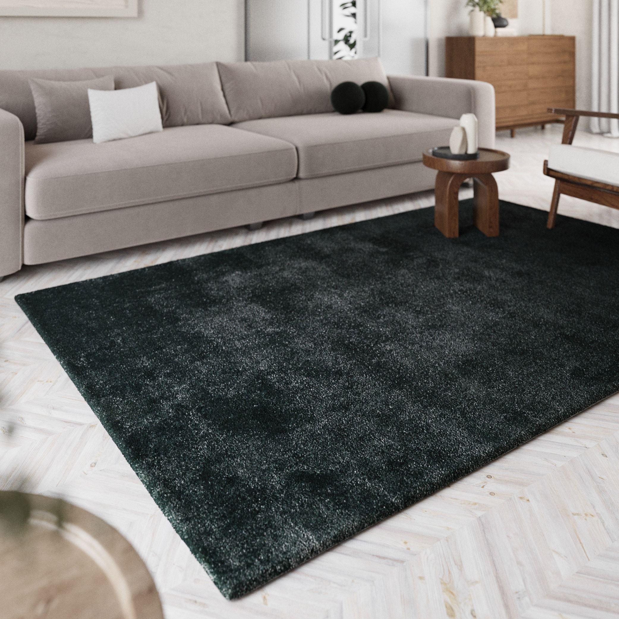 Homie Living Teppich »Pisa«, rund, 25 mm Höhe, Hochflor, Microfaser, uni, weich, Shaggy, Wohnzimmer, Schlafzimmer