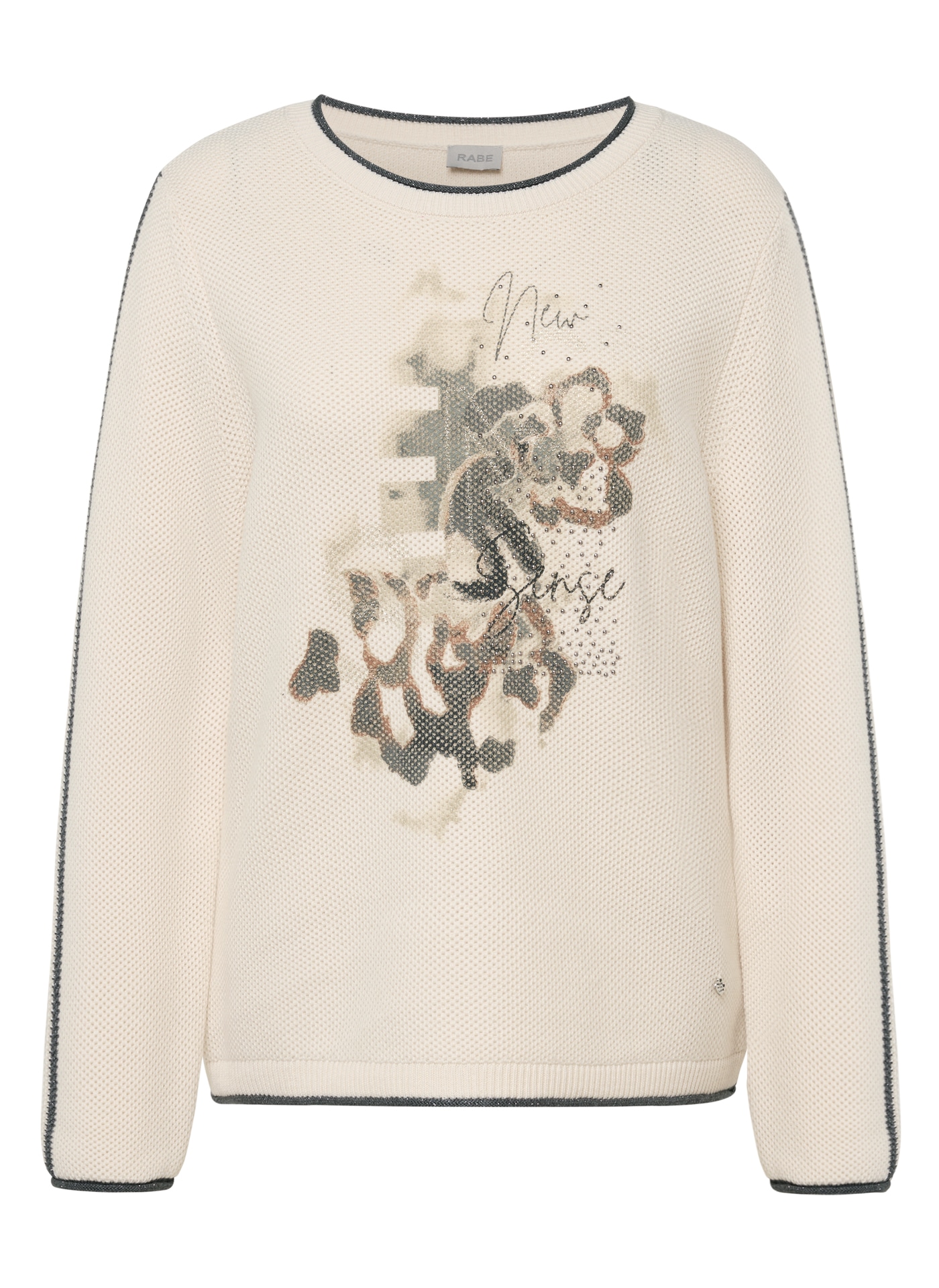 Rabe Rundhalspullover mit intarsien Print