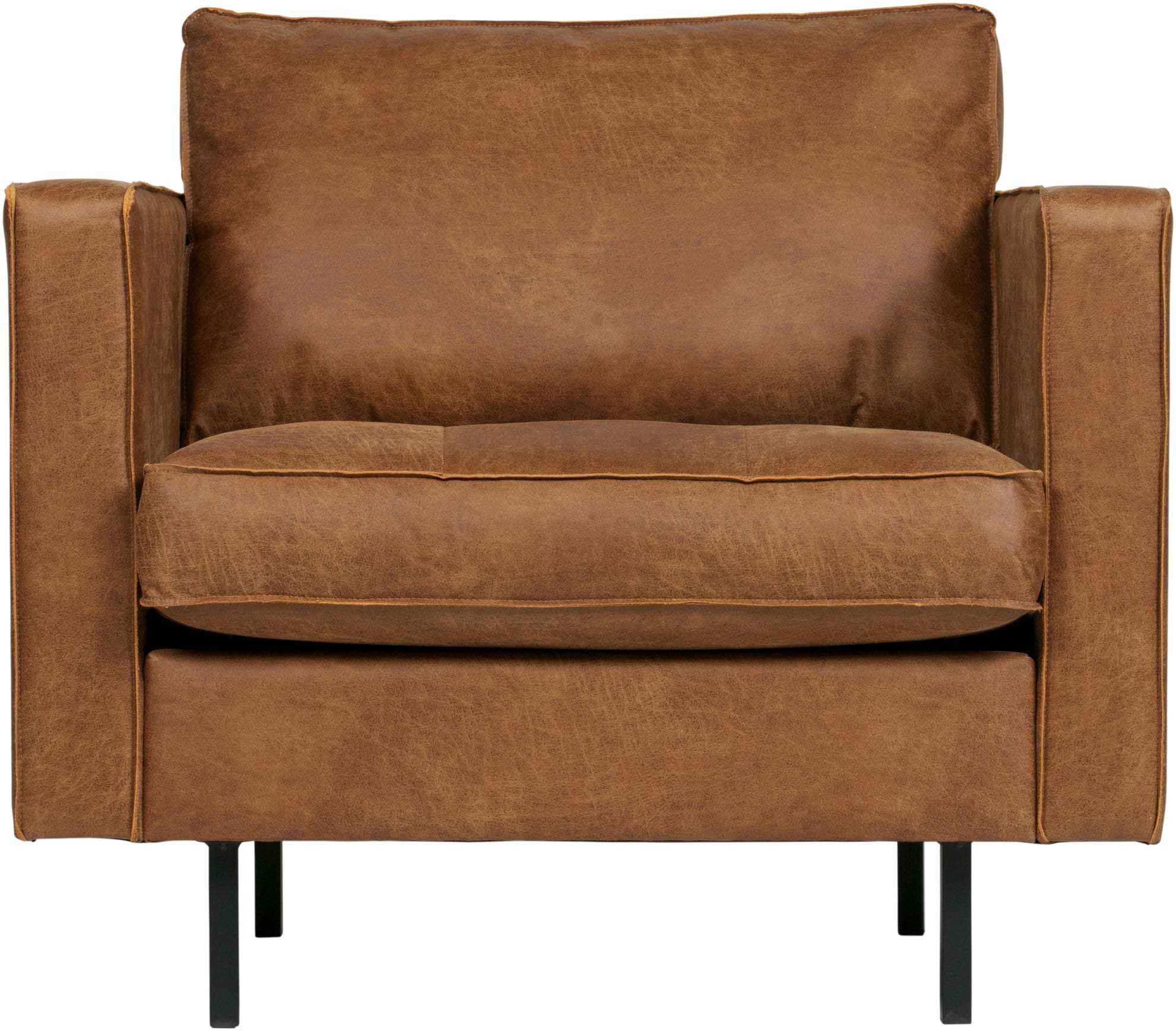 Image of WOOOD Sessel "Rodeo Classic Recycling-Lederfaser Metallgestell H 83 x B 98 x T 88 cm" Tragkraft 120 kg, Metallbeine 16 cm hoch, aussen gesteppte Nähte