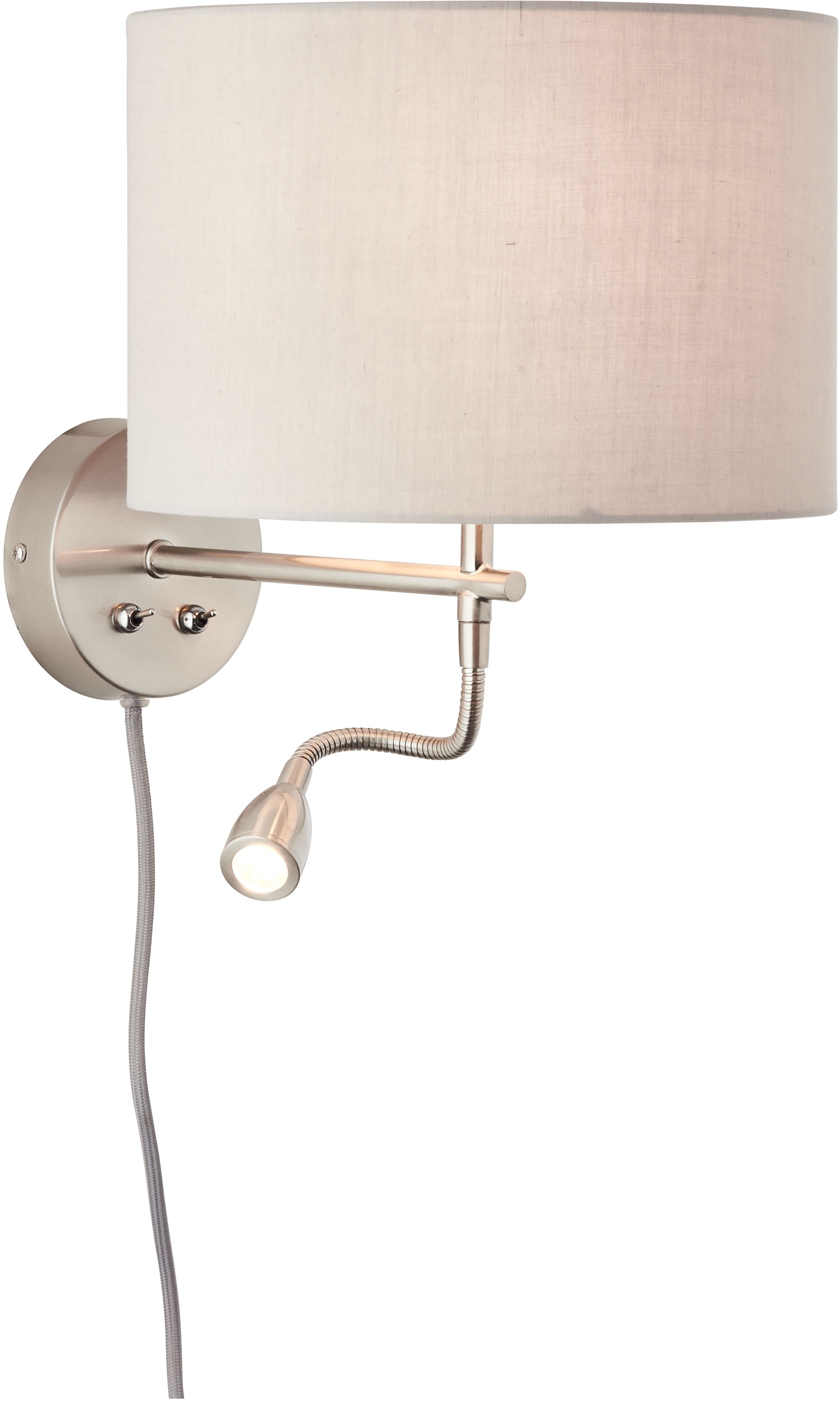 Image of Lüttenhütt LED Wandleuchte »Lüchte«, E27, Wandlampe mit Stoffschirm greige Ø 26 cm und flexiblem Lesearm, Leselicht und Hauptlicht getrennt schaltbar bei Ackermann Versand Schweiz