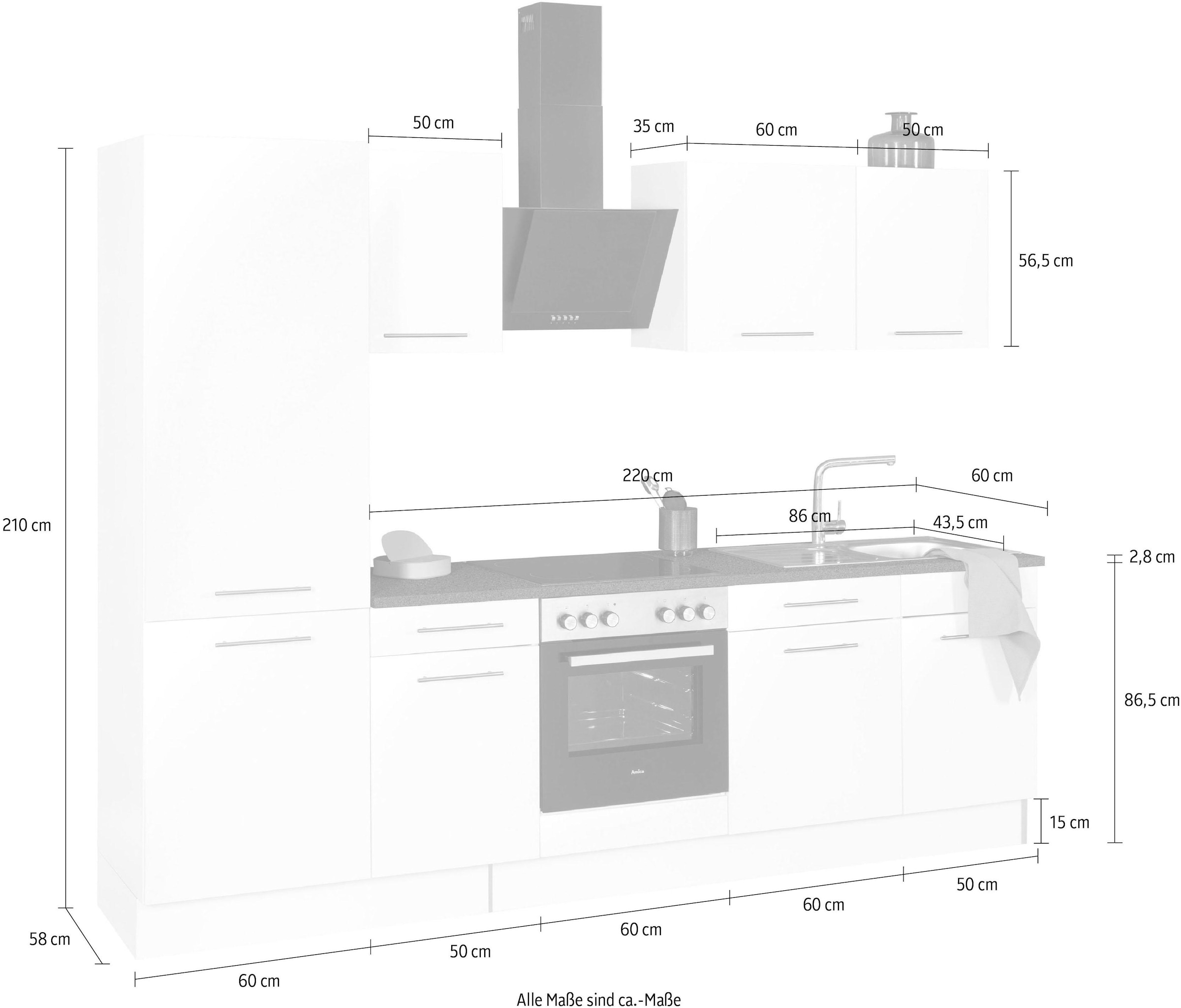 wiho Küchen Küchenzeile »Ela«, Breite 280 cm, Soft-Close-Funktion, höhenverstellbare Füsse