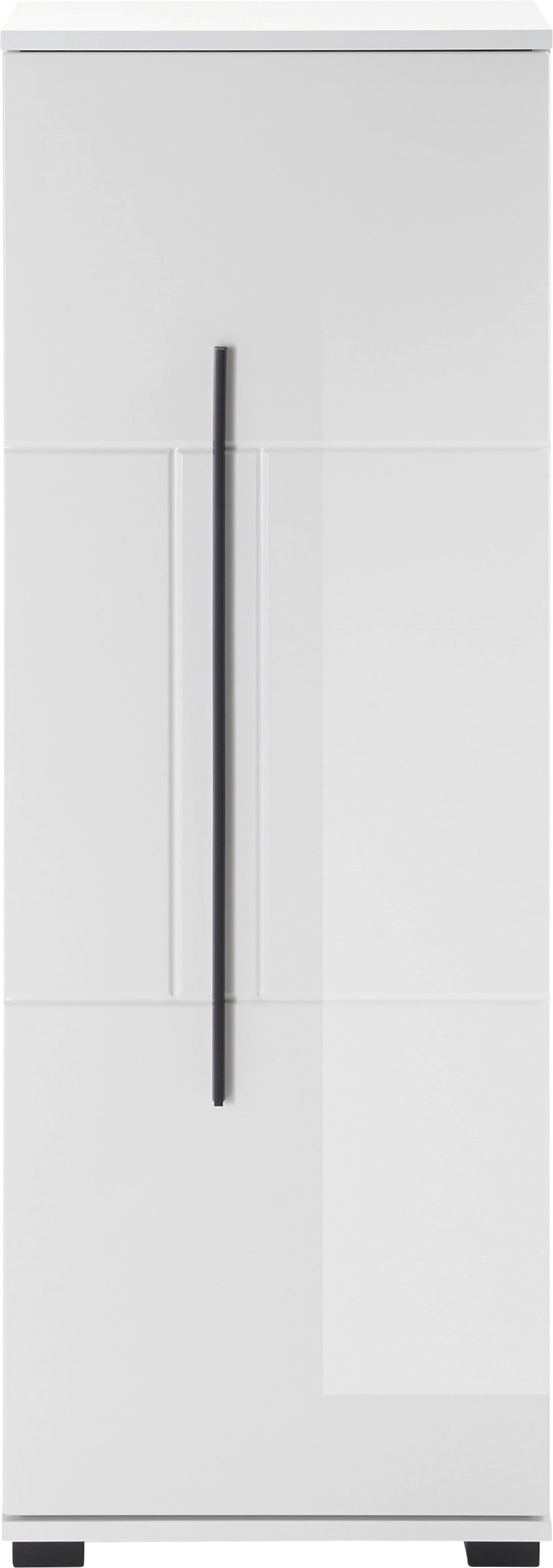 INOSIGN Midischrank »Cantara, Badschrank in Hochglanz Weiss, Schrank im modernen Design«, mit schwarzen Griffen, ausreichend Stauraum