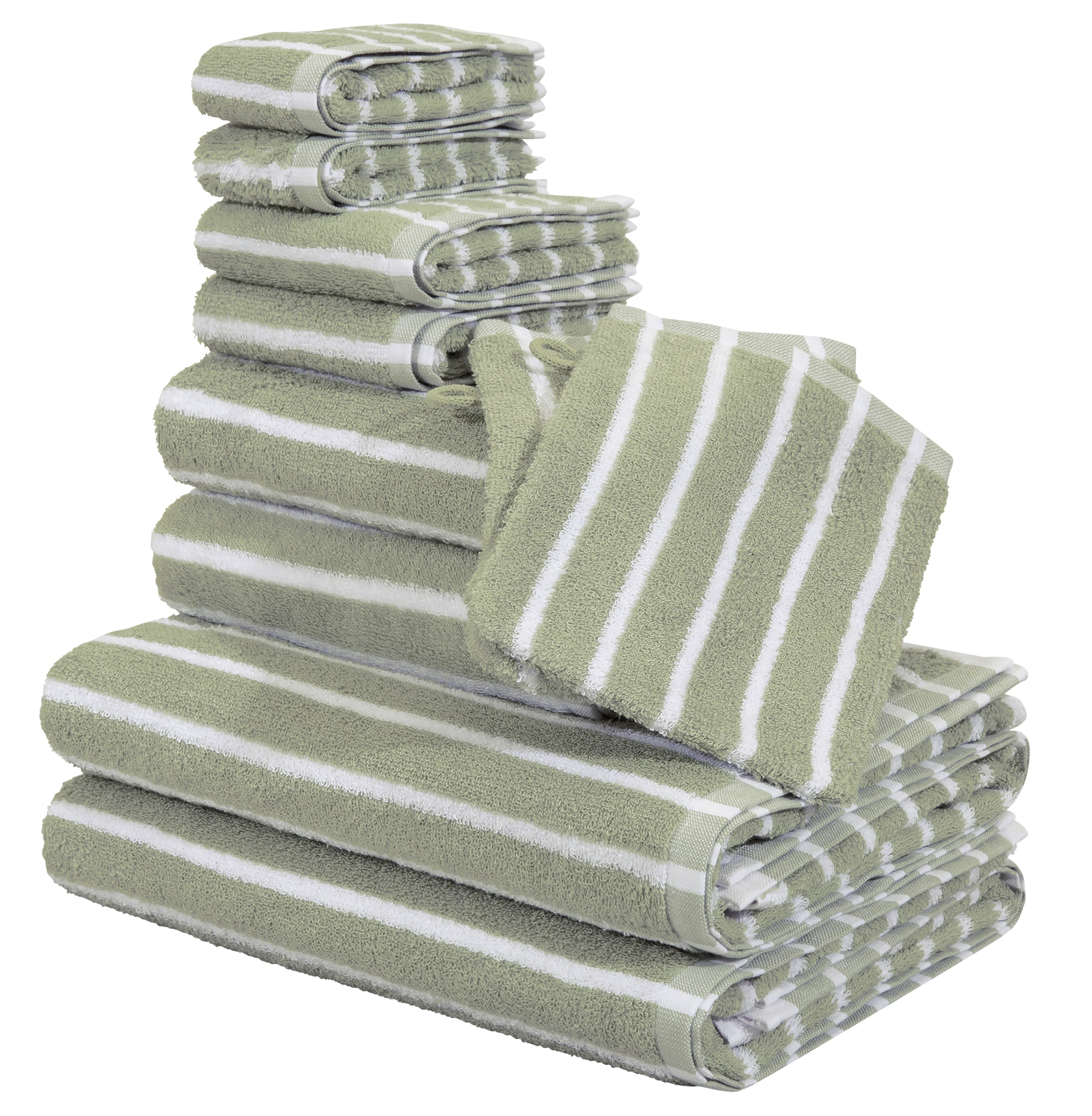 GOODproduct Handtuch Set »Jannika, Duschtücher, Handtücher, Gästetücher, Seiftücher, Waschlappen« 10 Frottier Handtücher mit Streifen, 100% Baumwolle, weich, umfangreiches Set