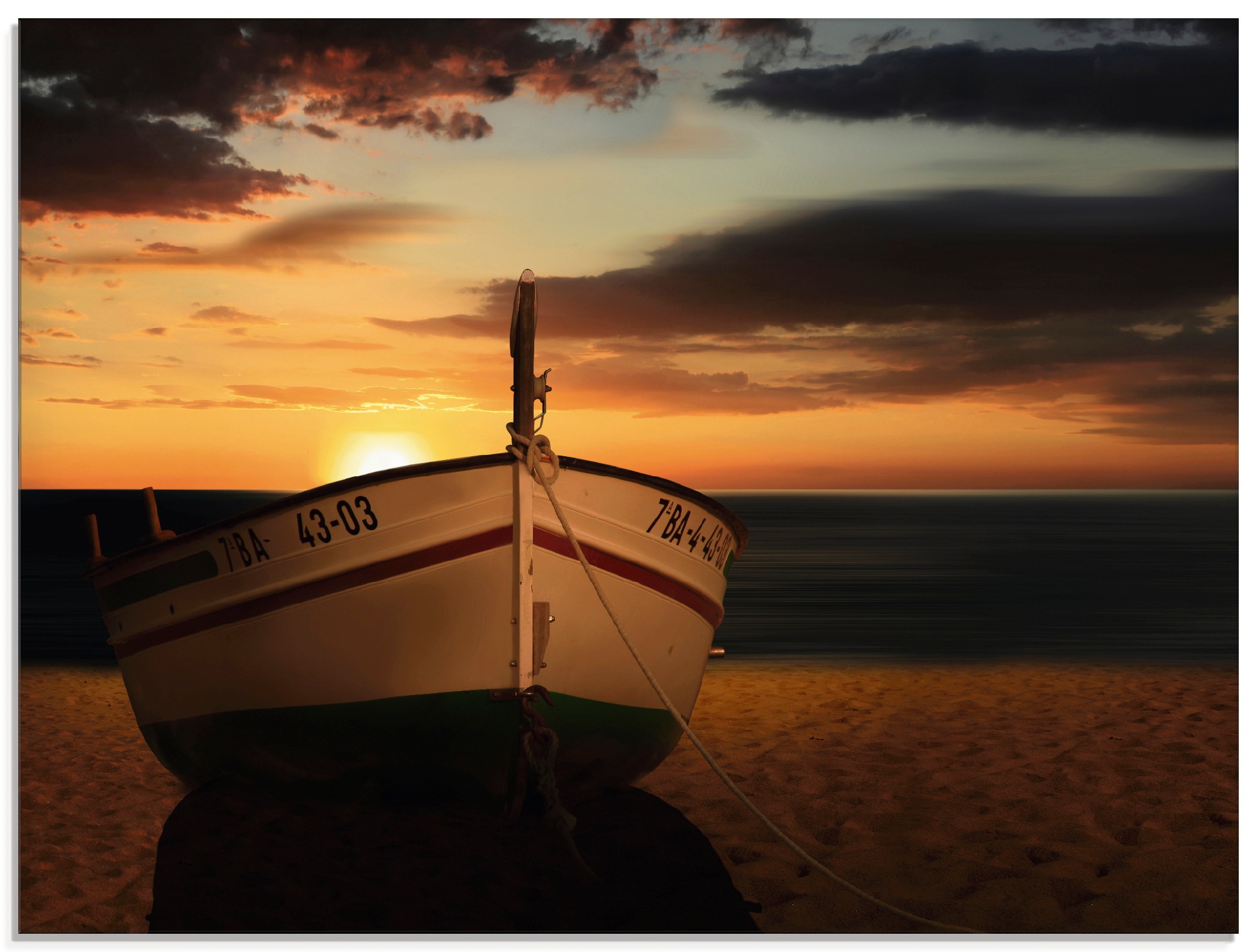 Image of Artland Glasbild »Das Boot im Sonnenuntergang«, Küste, (1 St.) bei Ackermann Versand Schweiz