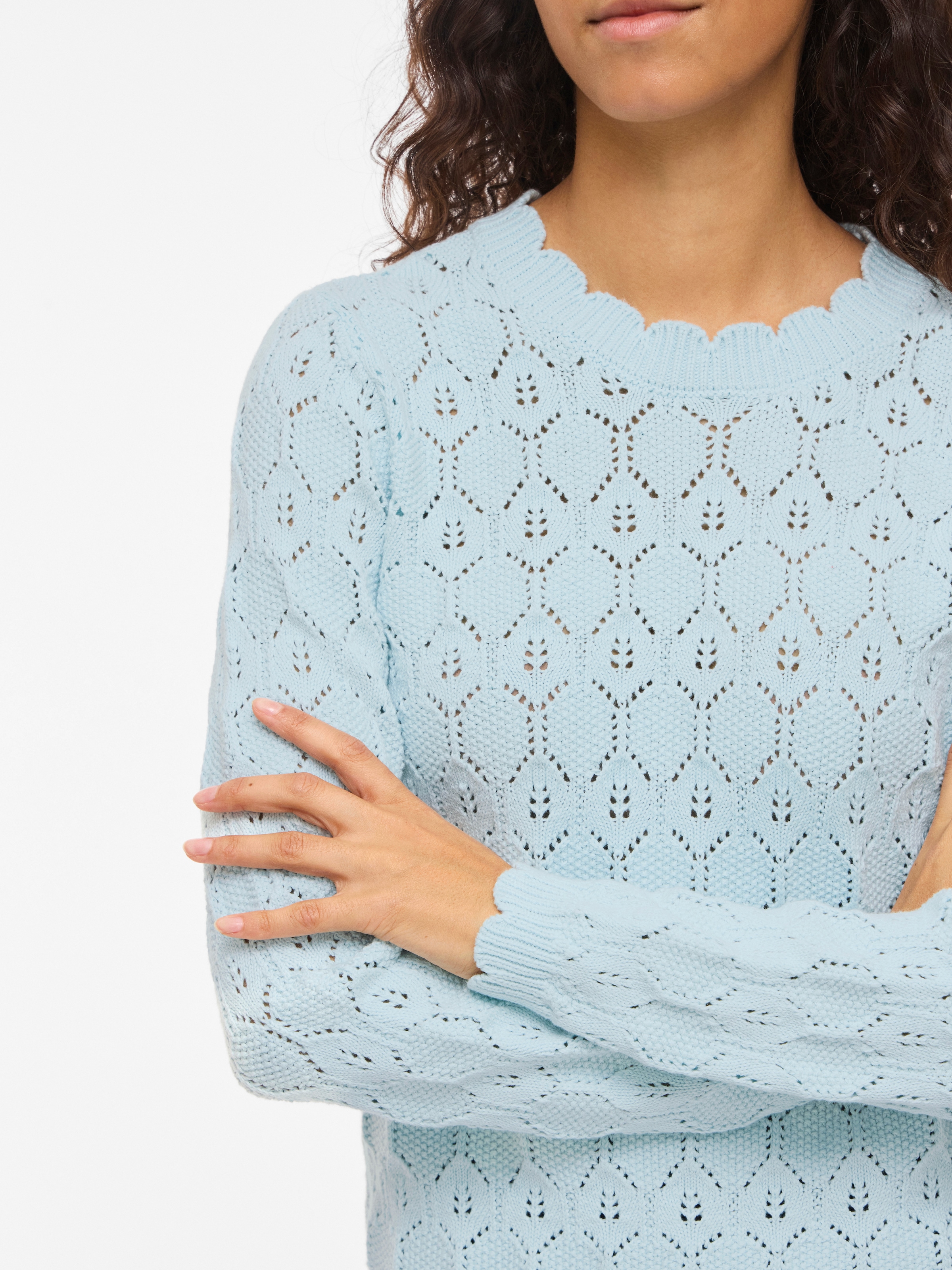 Vila Pull à col rond »VILOWEN L/S POINTELLE KNIT TOP/PB«