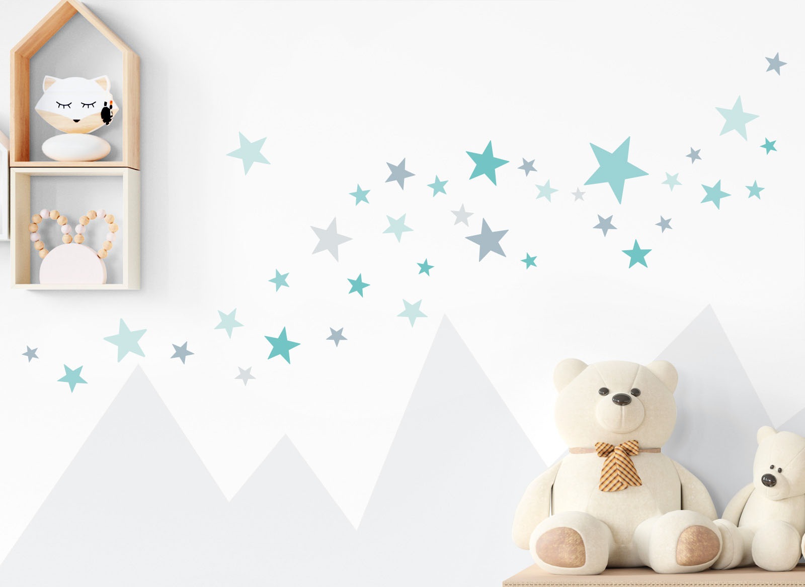 Image of little DECO Wandtattoo »Little Deco Wandtattoo 60 Sterne türkis mint grau« bei Ackermann Versand Schweiz