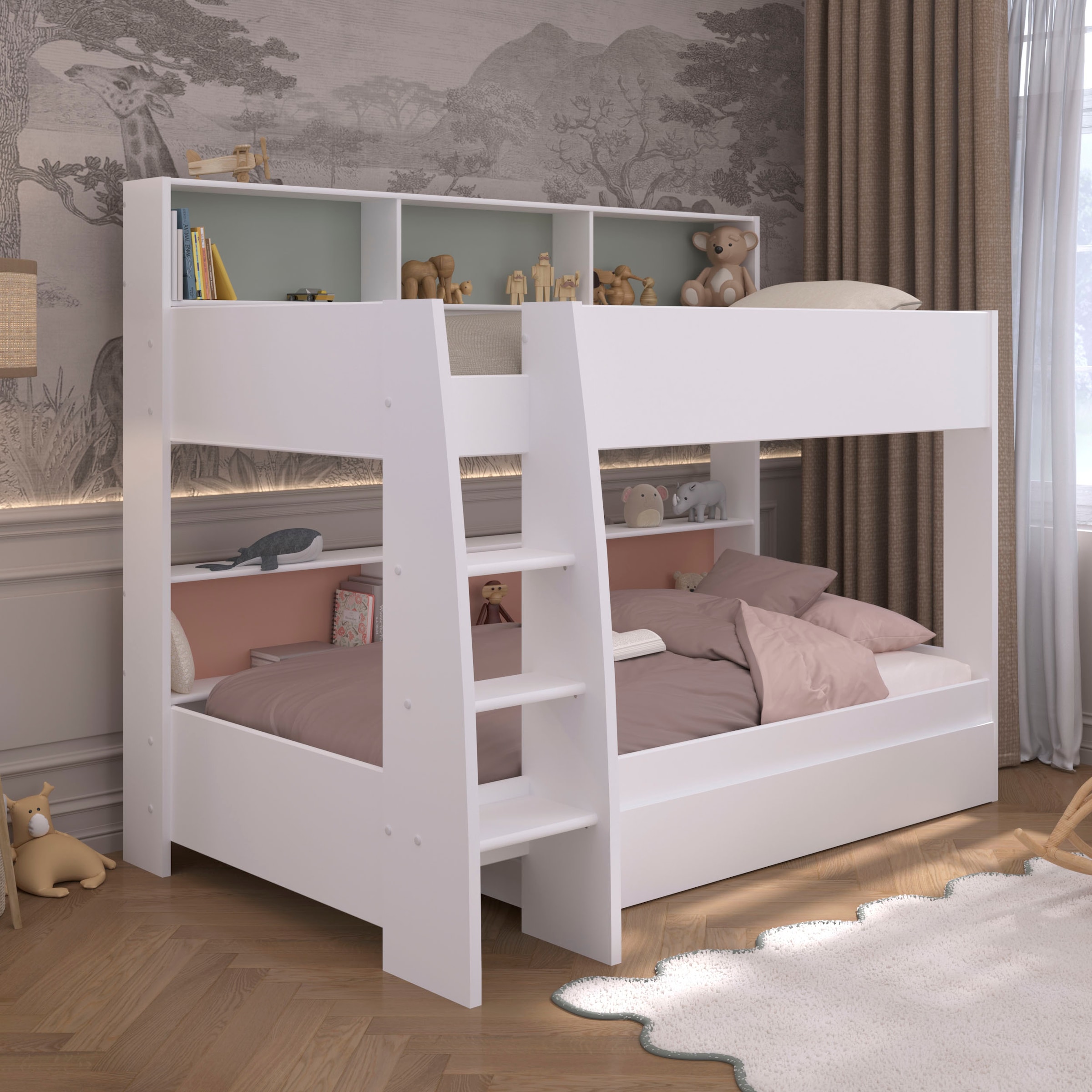 Parisot Lit superposé »Leo 11« Ensemble,  Panneau arrière coloré pivotant au niveau de la surface de couchage