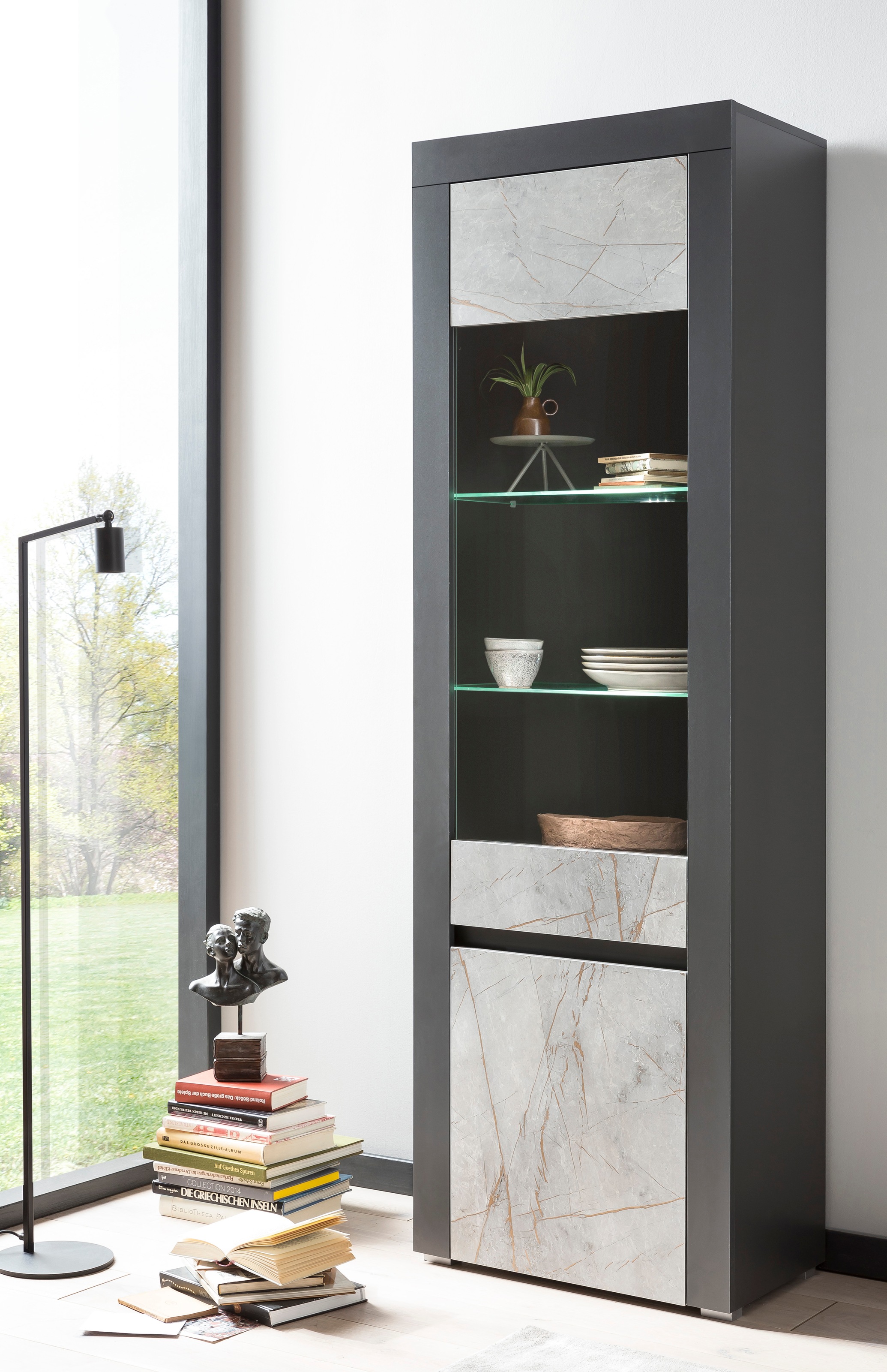 Image of Premium collection by Home affaire Vitrine »Stone Marble«, mit einem edlen Marmor-Optik Dekor, Breite 64 cm bei Ackermann Versand Schweiz