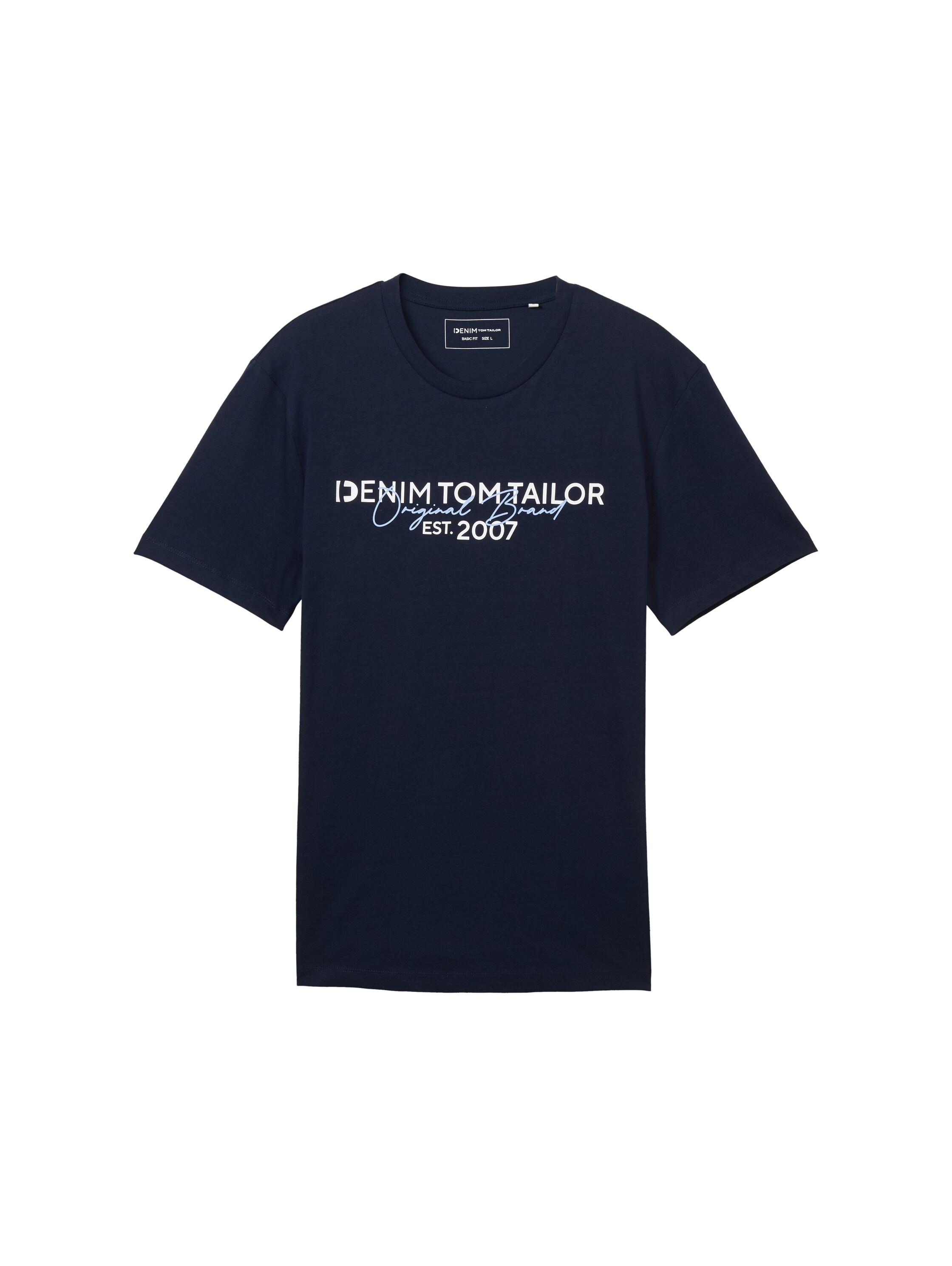 TOM TAILOR Denim Shirt à col rond avec différents imprimés logo
