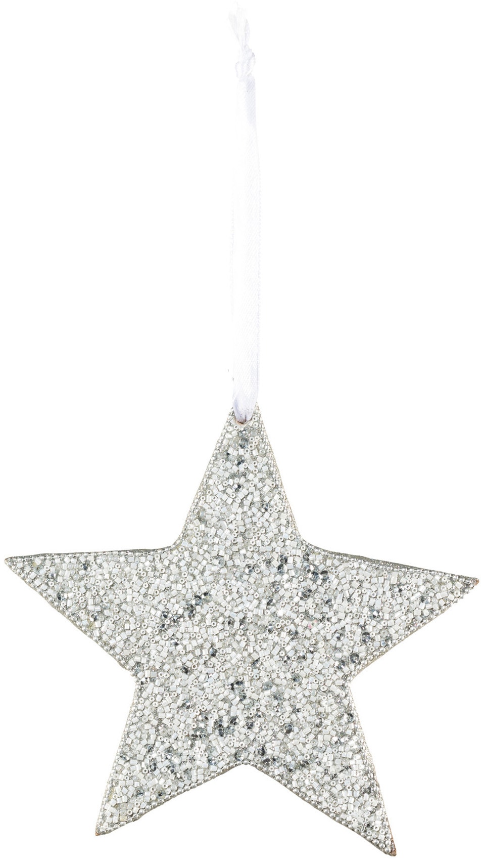 Creativ deco Dekostern »Weihnachtsstern, Weihnachtsdeko«, (6 St.), mit Glitzer-Optik und weissem Band
