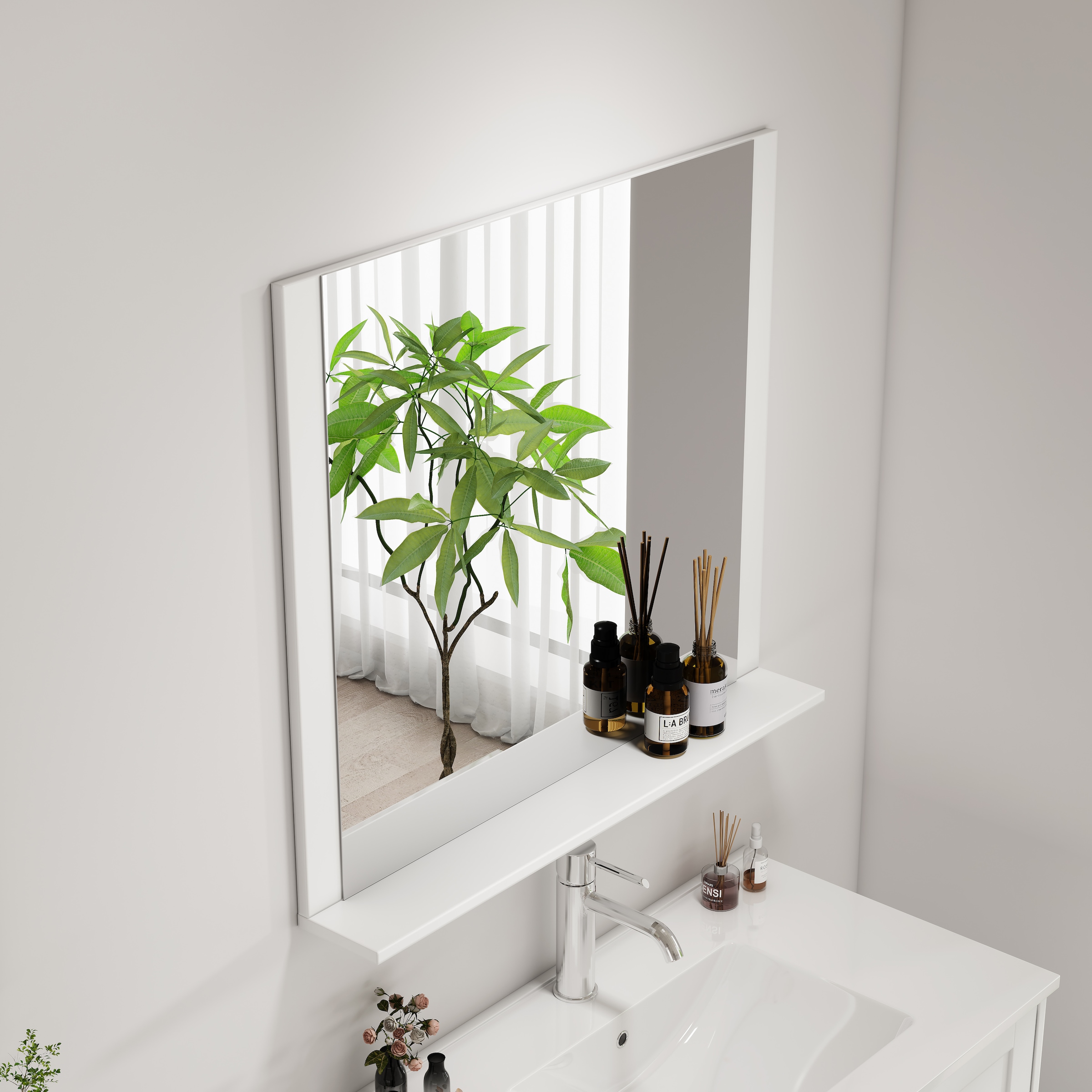 welltime Miroir de salle de bain »AMSTERDAM« in zwei Breiten 60cm, 80cm mit praktischer Ablagefläche