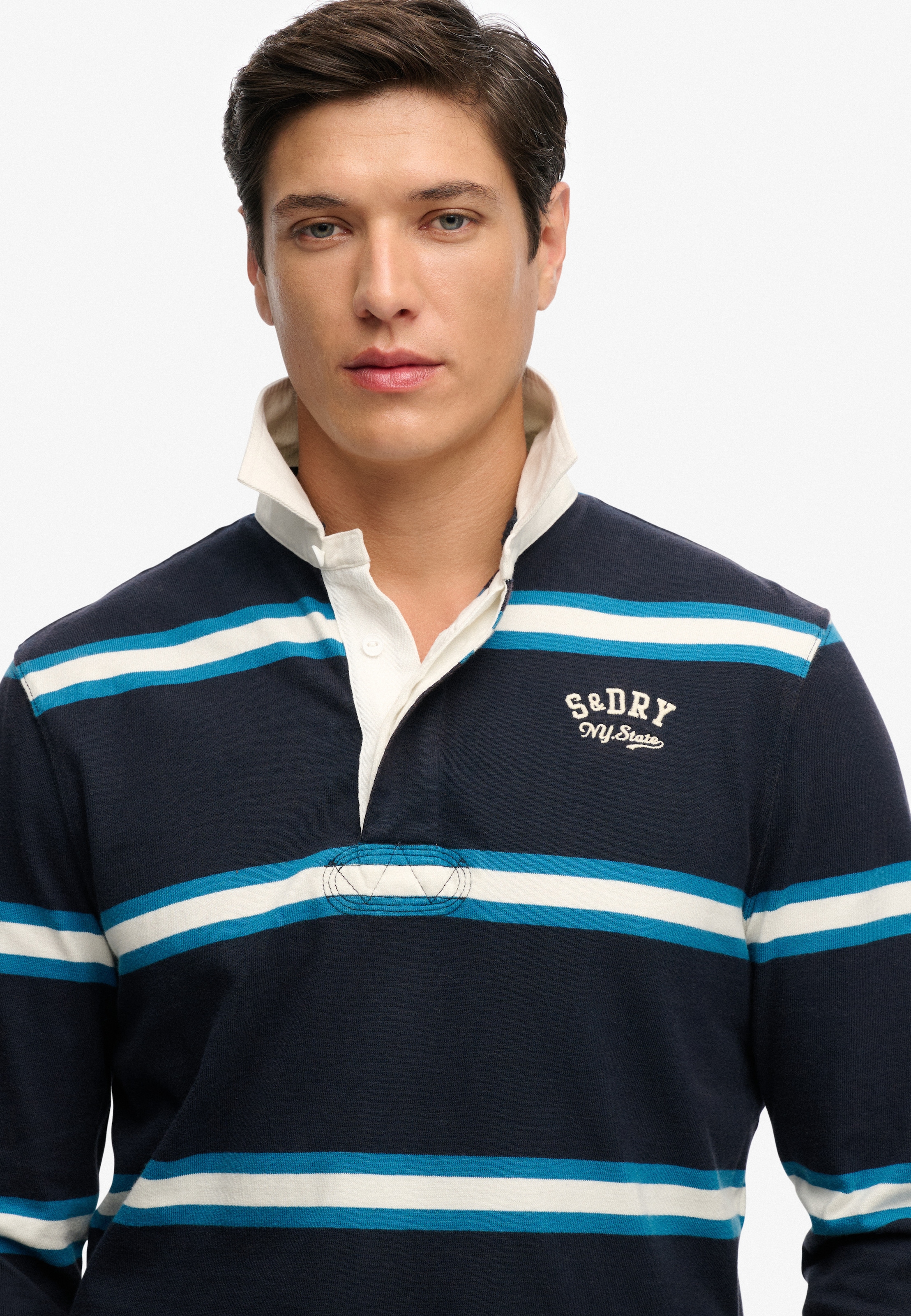Superdry Langarm-Poloshirt »VINTAGE ATHLETIC STRIPE RUGBY« Baumwolle, relaxed fit