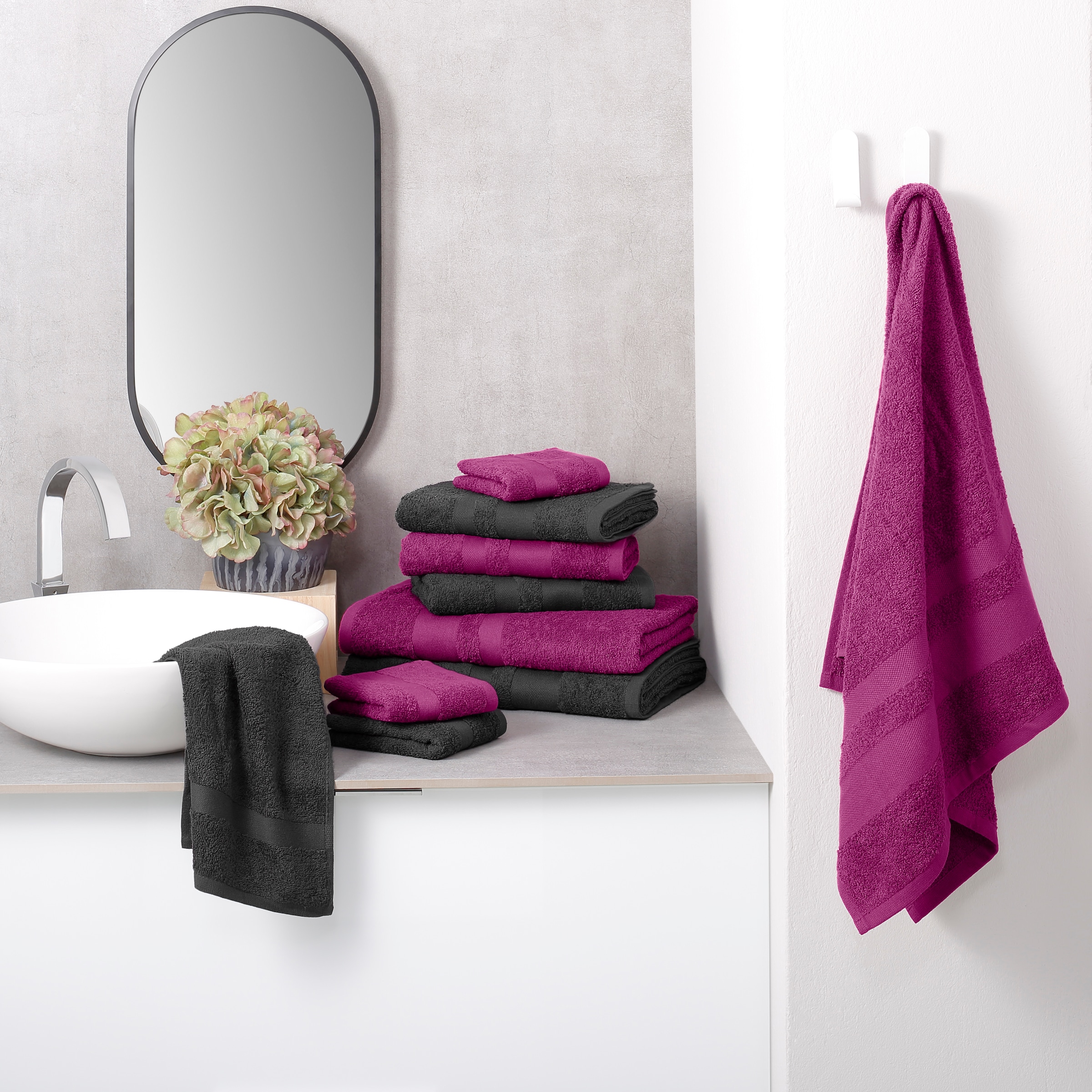 my home Handtuch Set »Vanessa, 10-tlg Handtuch-Set, in Standard- und Premium-Qualität, weich«, Set, 10 tlg., Walkfrottee, 100% Baumwolle, Duschtücher, Handtücher, Gästetücher, mit Bordüre