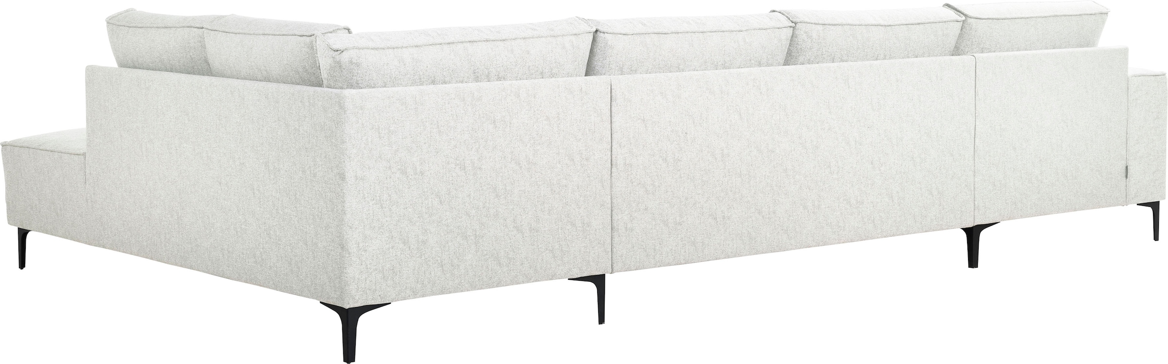 Places of Style Wohnlandschaft »XXL Sofa Oland, Struktur, Flachgewebe, Luxus-Microfaser, Boucle«, U-Form, 345 cm, Wellenunterfederung, Skandi-Design, Metallfüsse