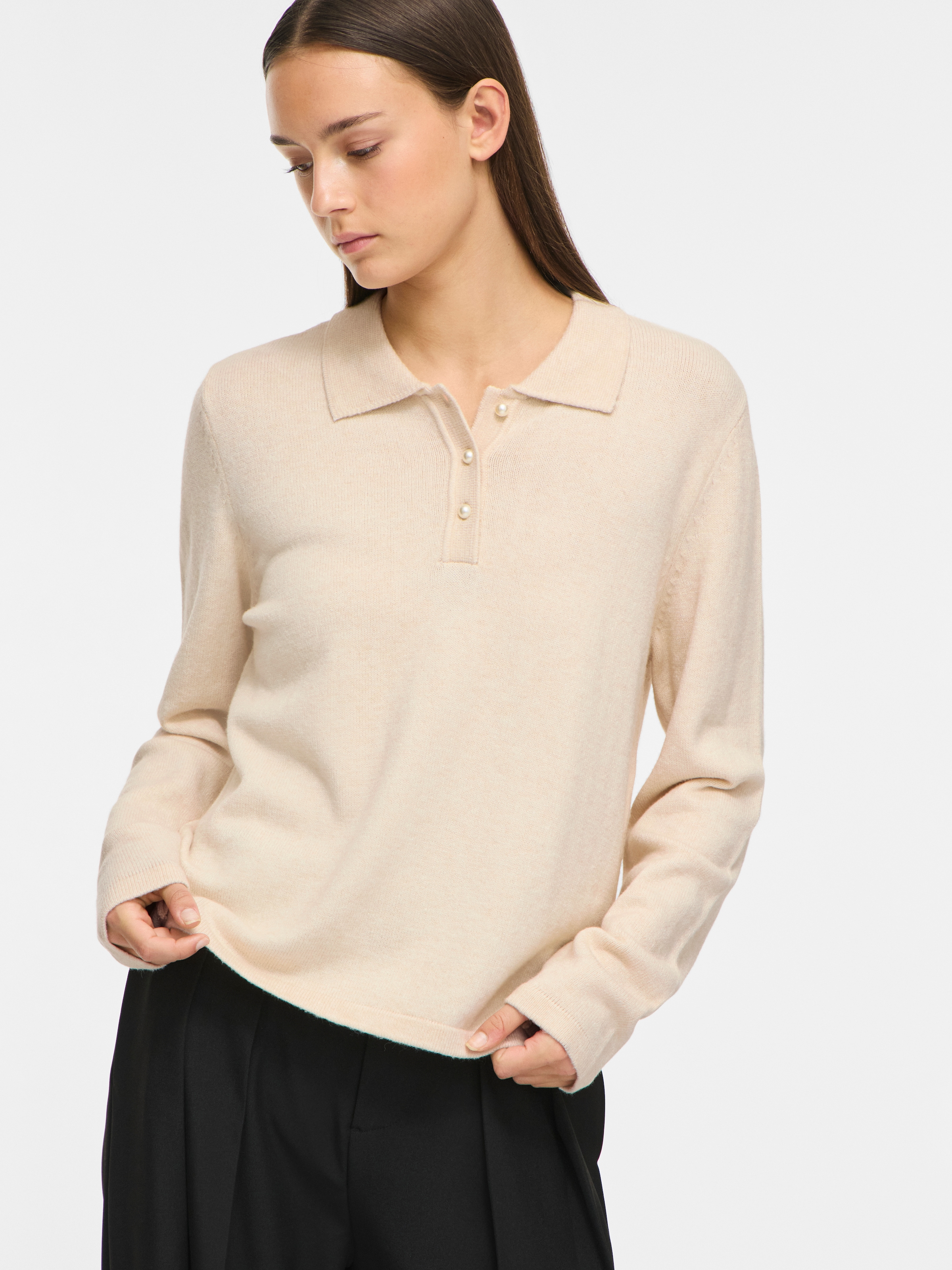 Vila Pull à col polo »VIRIL L/S POLO PULLOVER KNIT - NOOS« Materialmix, regular fit