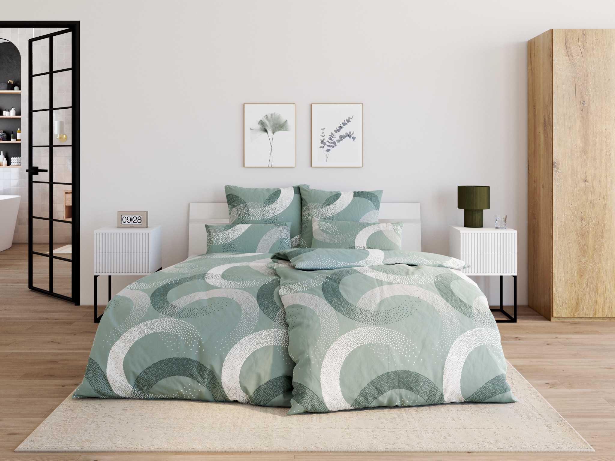 Schlafkontor Nachtkommode »Marle Nachtkonsole, Nachtkästchen auf Metall-Fussgestell« Schubkasten in Rillenoptik auf schwarzem Metallgestell