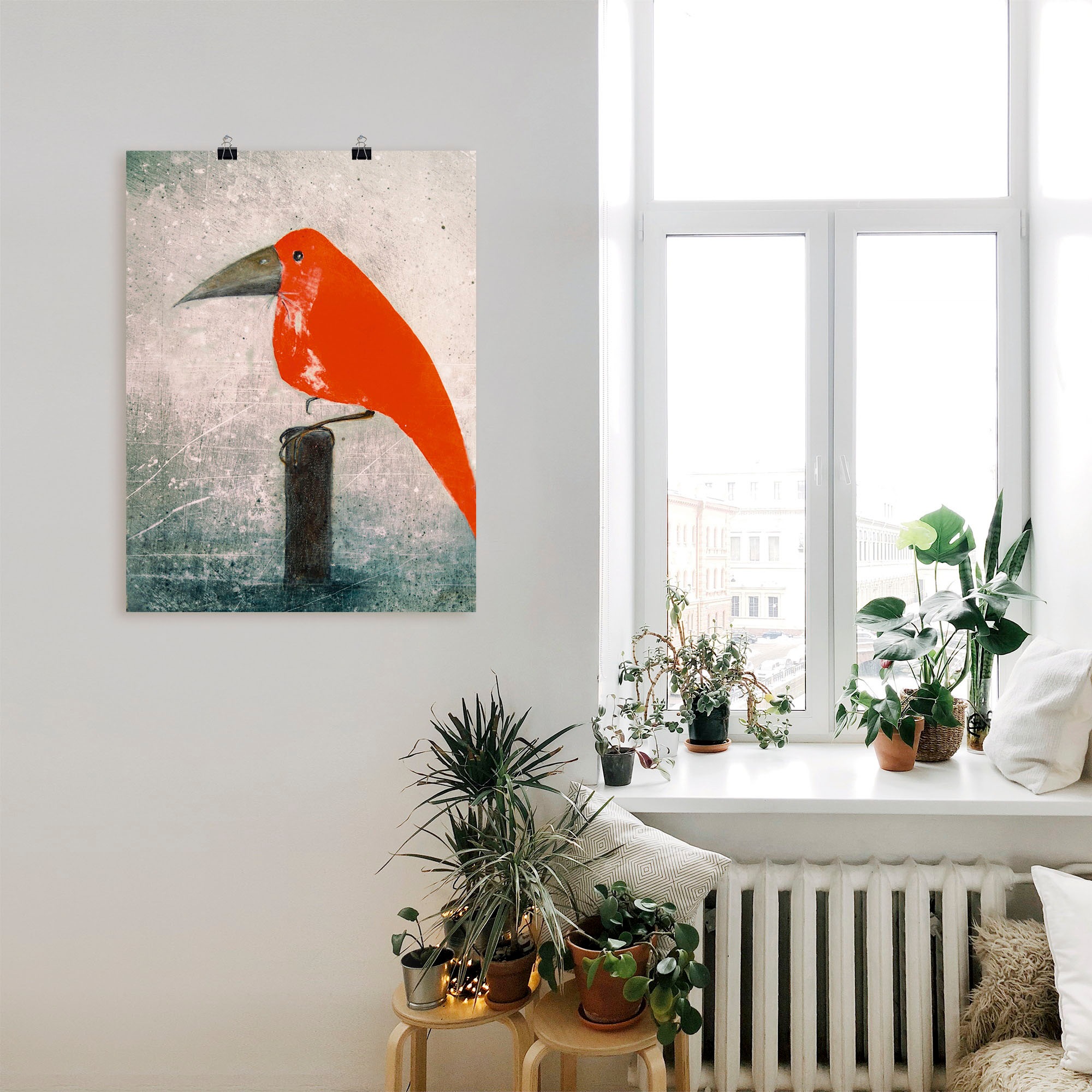 Artland Wandbild »Der Rote Vogel«, Vögel, (1 St.), als Leinwandbild, Poster in verschied. Grössen
