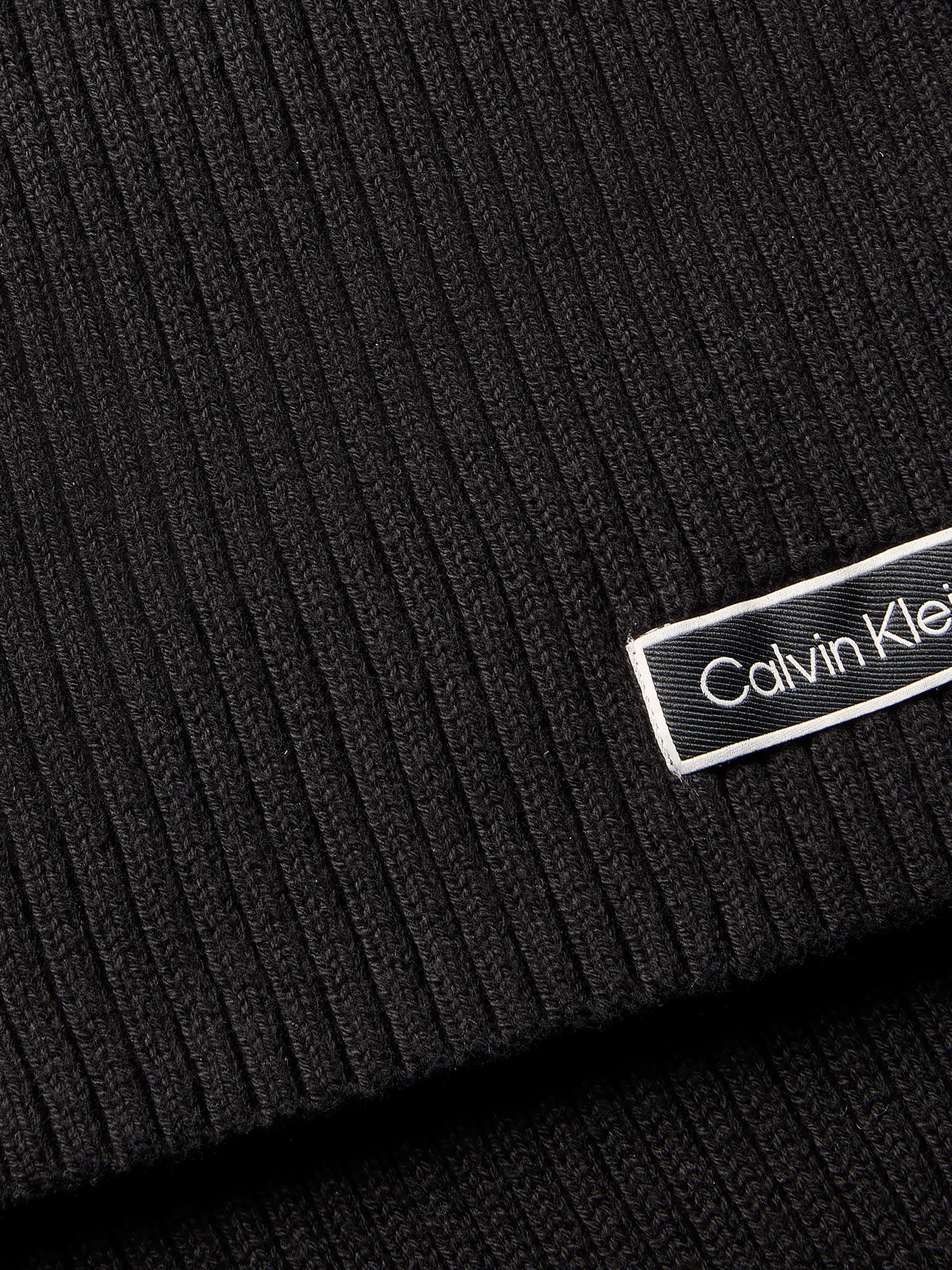 Calvin Klein Strickschal »PATCH CHUNKY RIB CTN KNIT SCARF« Regular fit mit Markenlogo