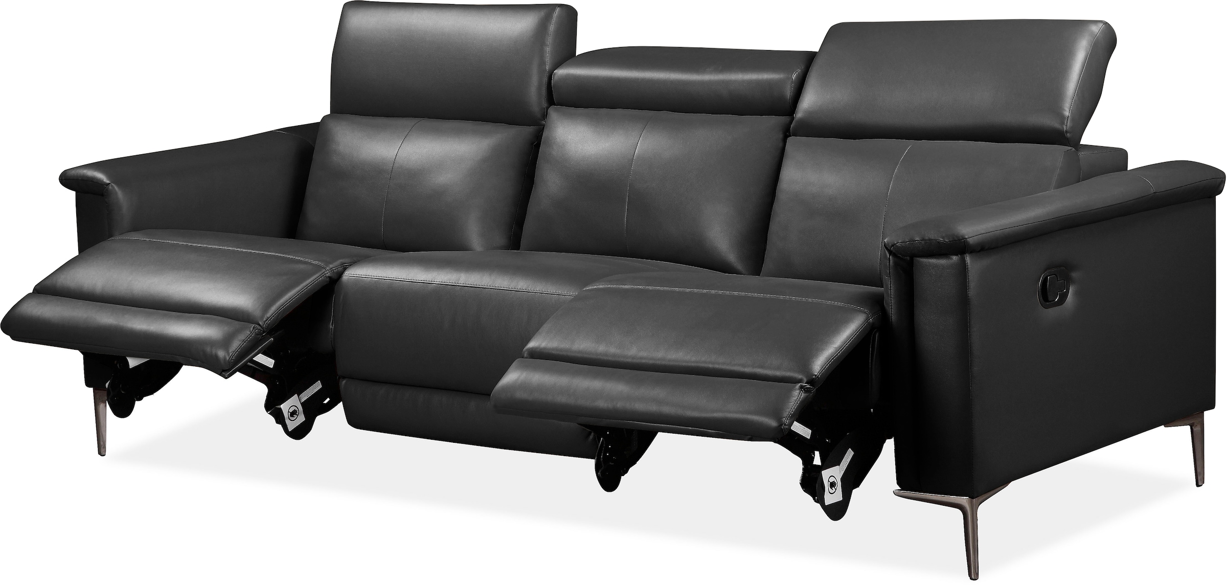 GOODproduct 3-Sitzer »LUND,Naturleder, 222 cm, man. o. elektr. Relaxfunktion in 2 Sitzen« (links/rechts), USB-A bei elektrischer Ausführung, Kopfteilverstellung