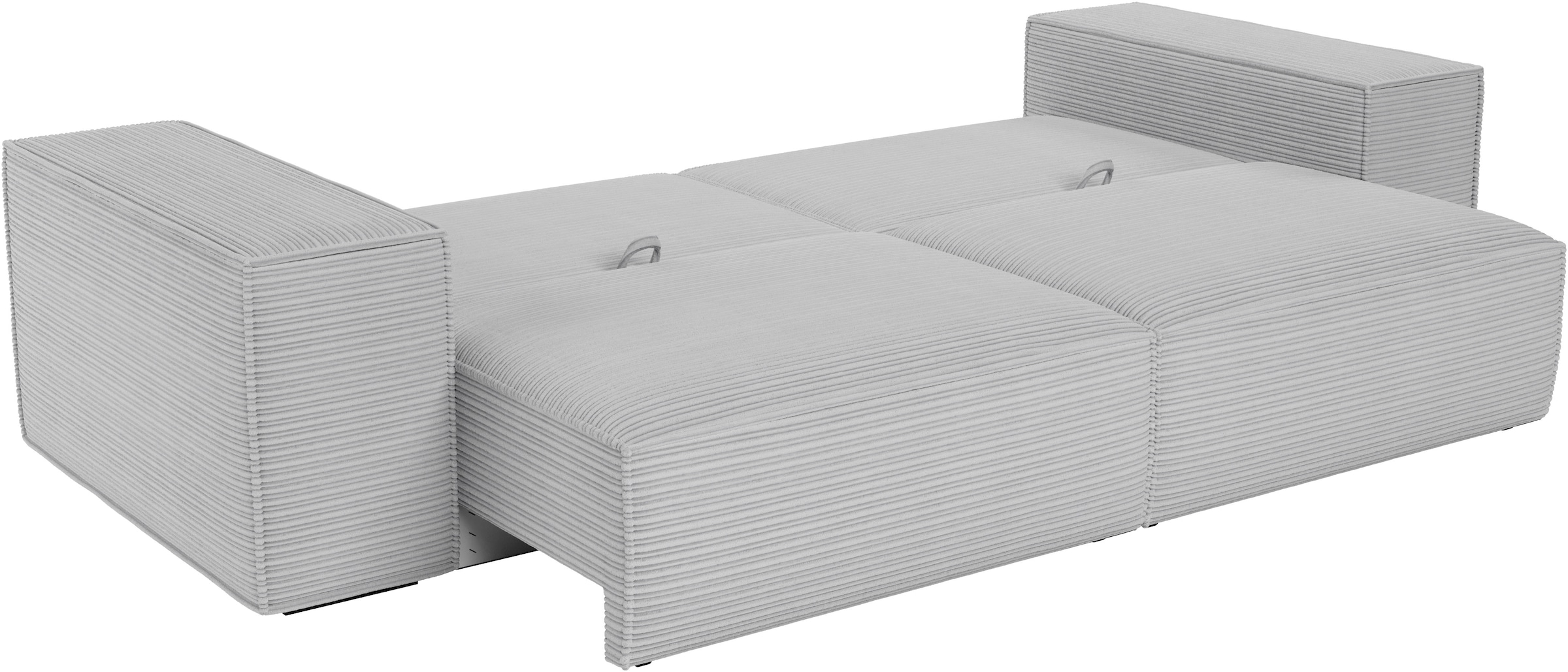 Trends by HG Canapé Big »Conor XL, B: 268cm, Liegefläche: 138 x 194 cm, in Cord und Velours« avec fonction couchage et coffre de lit