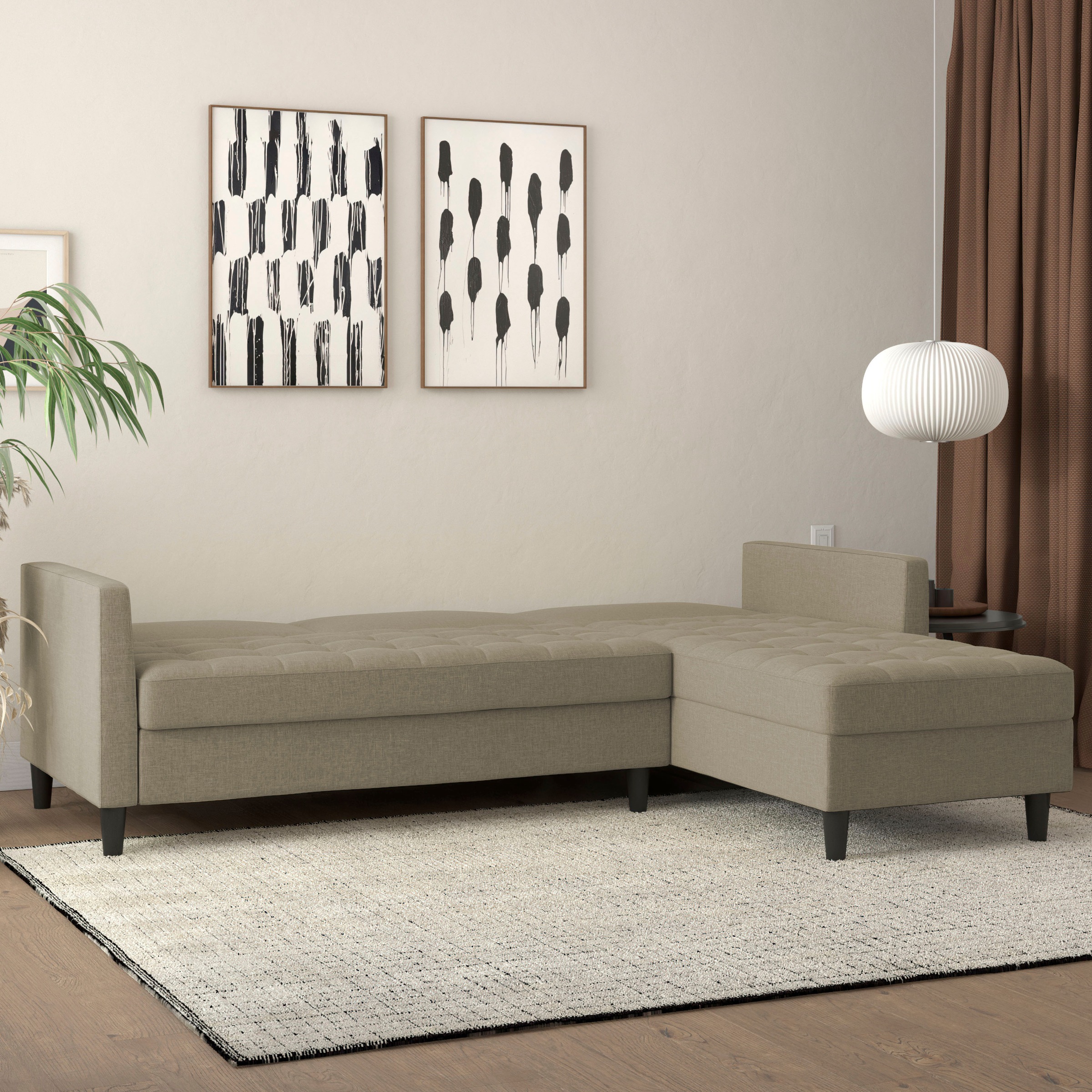 Dorel Home Ecksofa »Presley, L-Form,«, Ecksofa mit Bett-Funktion und Stauraum, verstellbare Rückenlehne