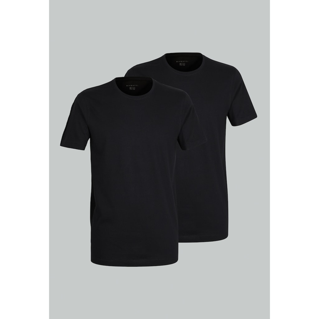 bugatti T-Shirt »BUGATTI Herren T-Shirt uni 2er Pack«, (Packung, 2 tlg., 2)