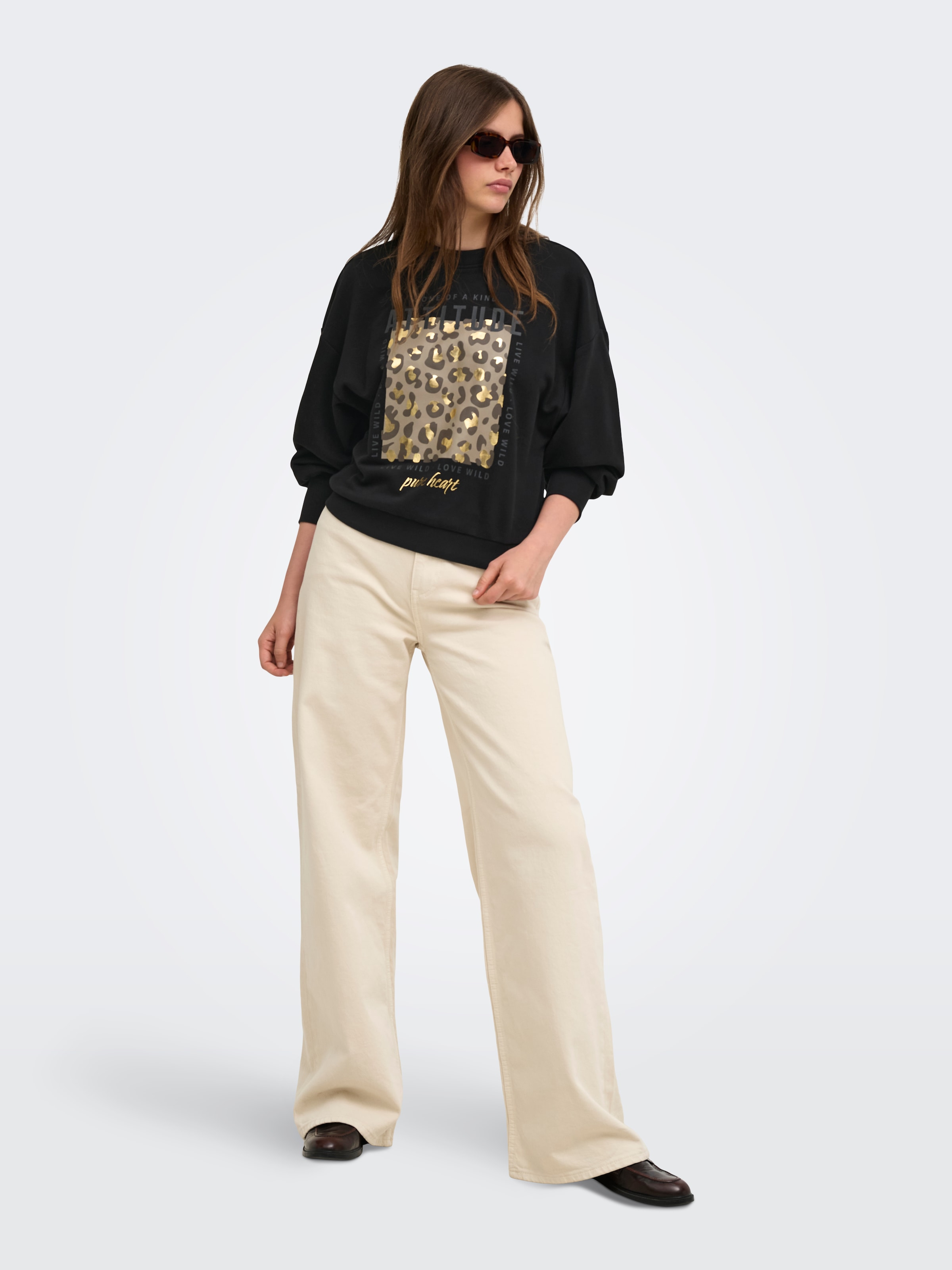 ONLY Sweatshirt »ONLBROOKY L/S PRINT UB CS SWT«, Baumwollmischung, regular fit
