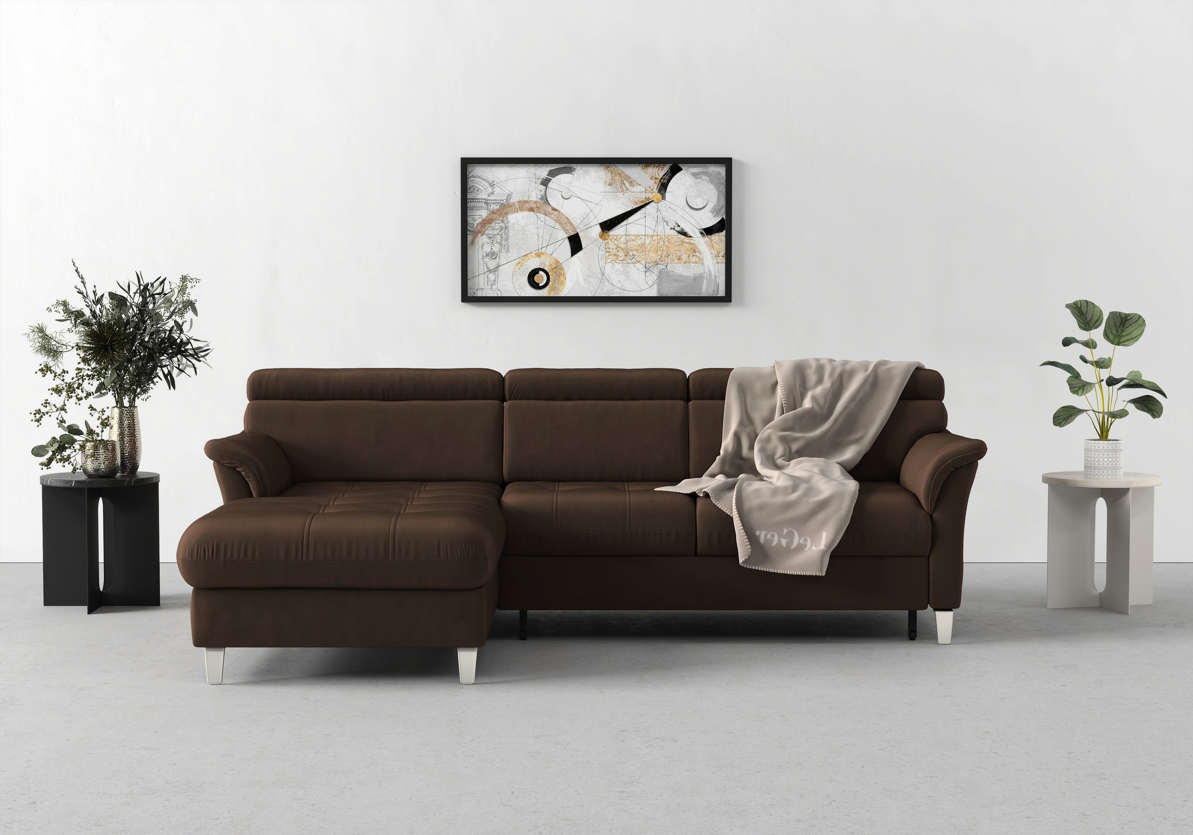 sit&more Ecksofa »Marano L-Form«, inklusive Kopfteilverstellung, wahlweise mit Bettfunktion, Bettkasten