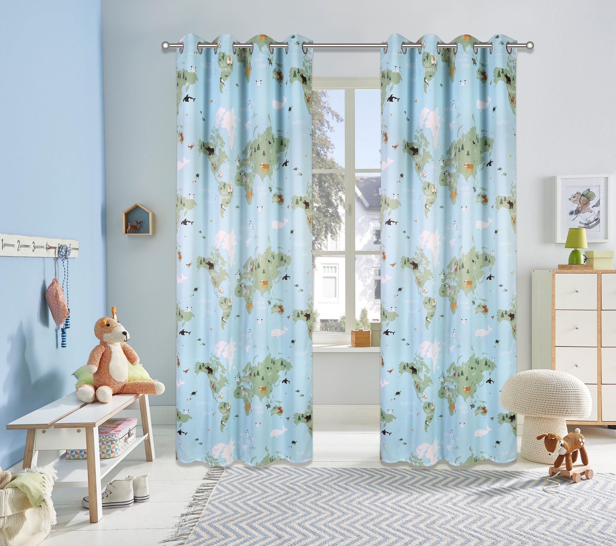 Image of Lüttenhütt Verdunkelungsvorhang »Weltkarte«, (1 St.), bedruckt, verdunkelnd, verschiedene Grössen bei Ackermann Versand Schweiz