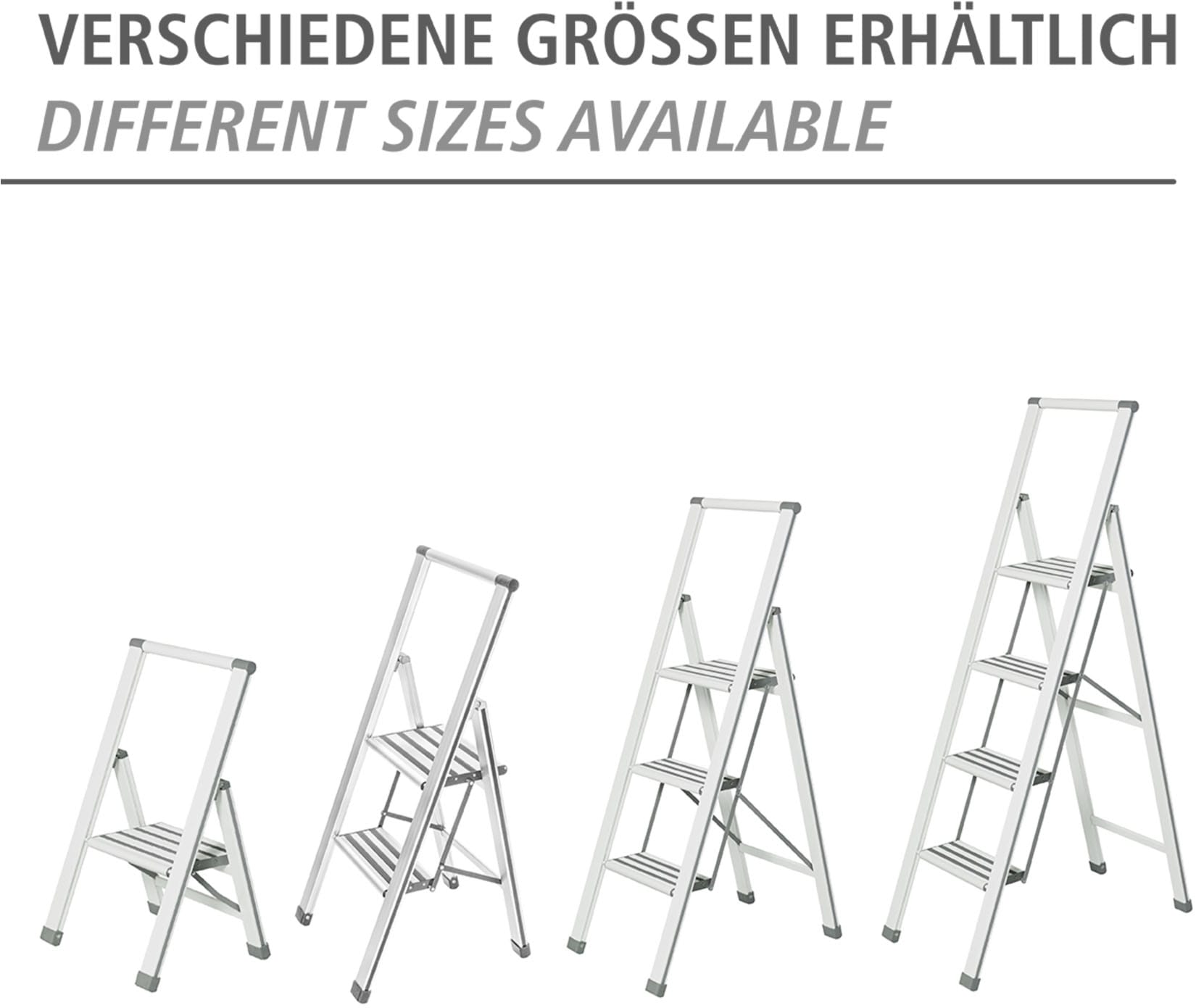 WENKO Trittleiter »Modell Alu-Design«, Klapptritt Leiter, rutschsichere XXL-Stufen, klappbar, bis 150 kg