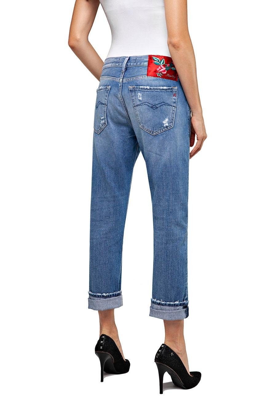 Image of Replay 5-Pocket-Jeans, im Used-Look mit gesticktem Blumen-Label bei Ackermann Versand Schweiz