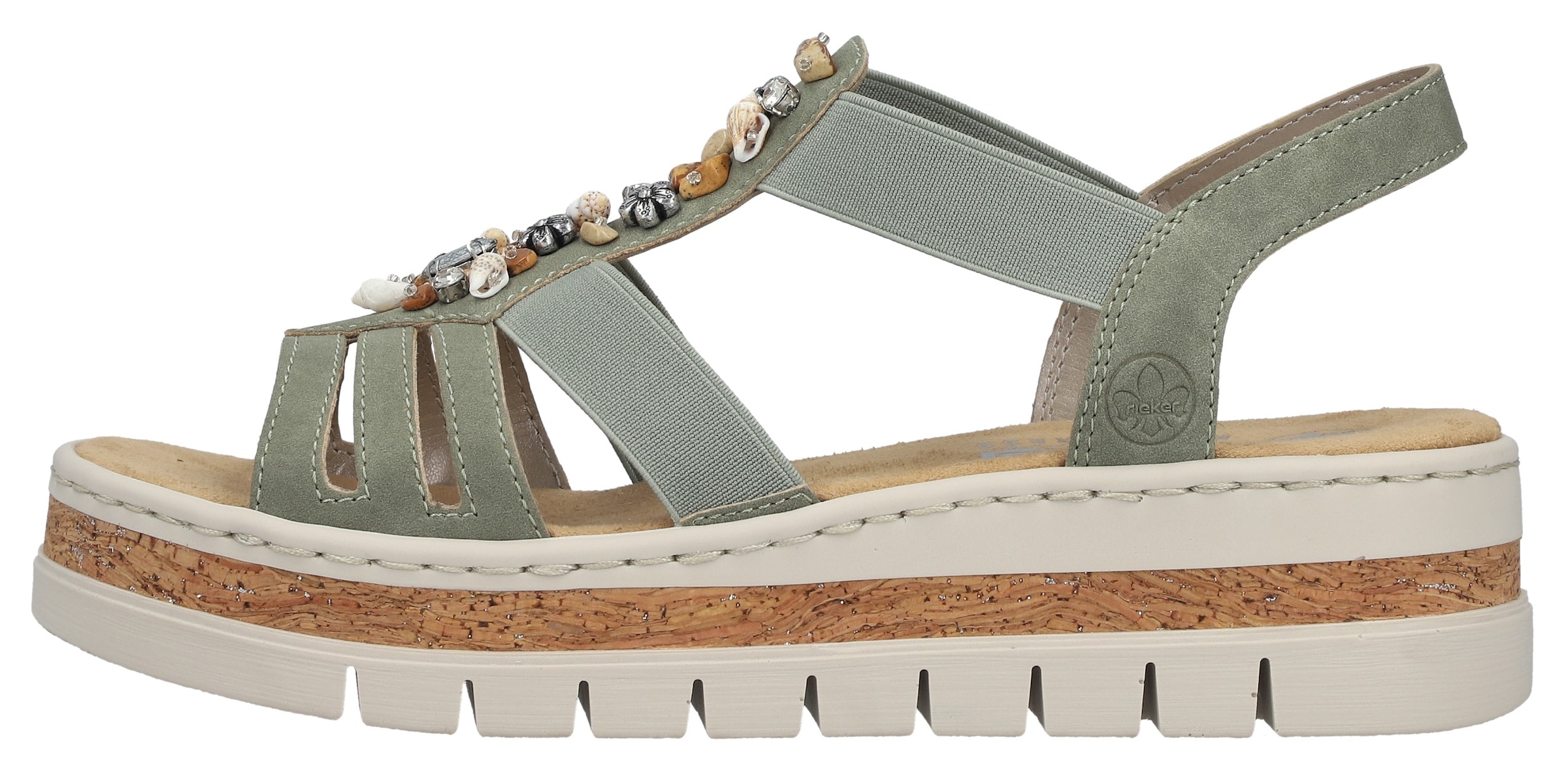 Rieker Sandales compensées  Sandale compensée, sandale à plateforme, chaussure d'été avec décoration