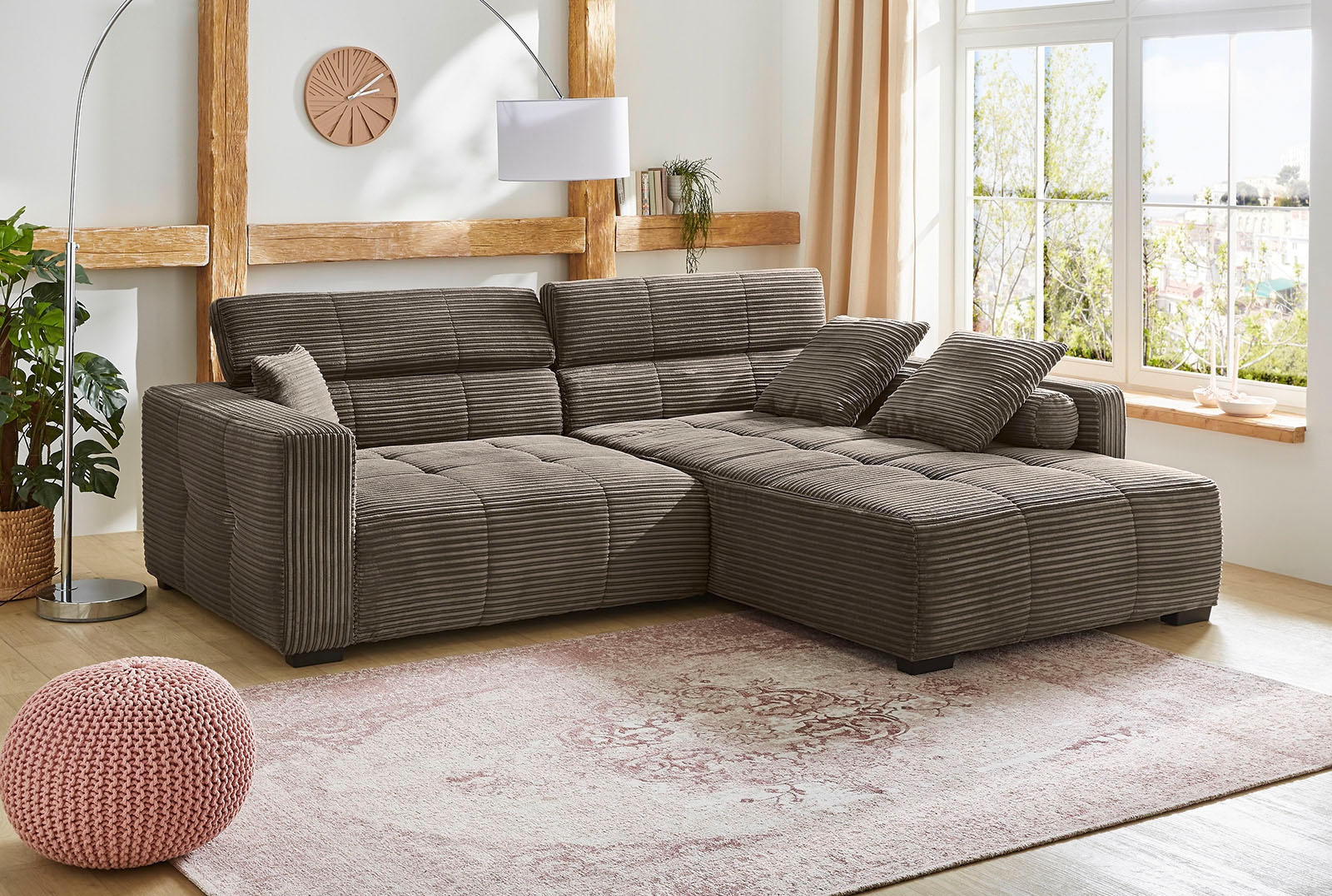 Image of Jockenhöfer Gruppe Ecksofa "Severino L-Form, B: 283 cm" mit Kopfteilverstellung & Zierkissen, im Big-Sofa-Style