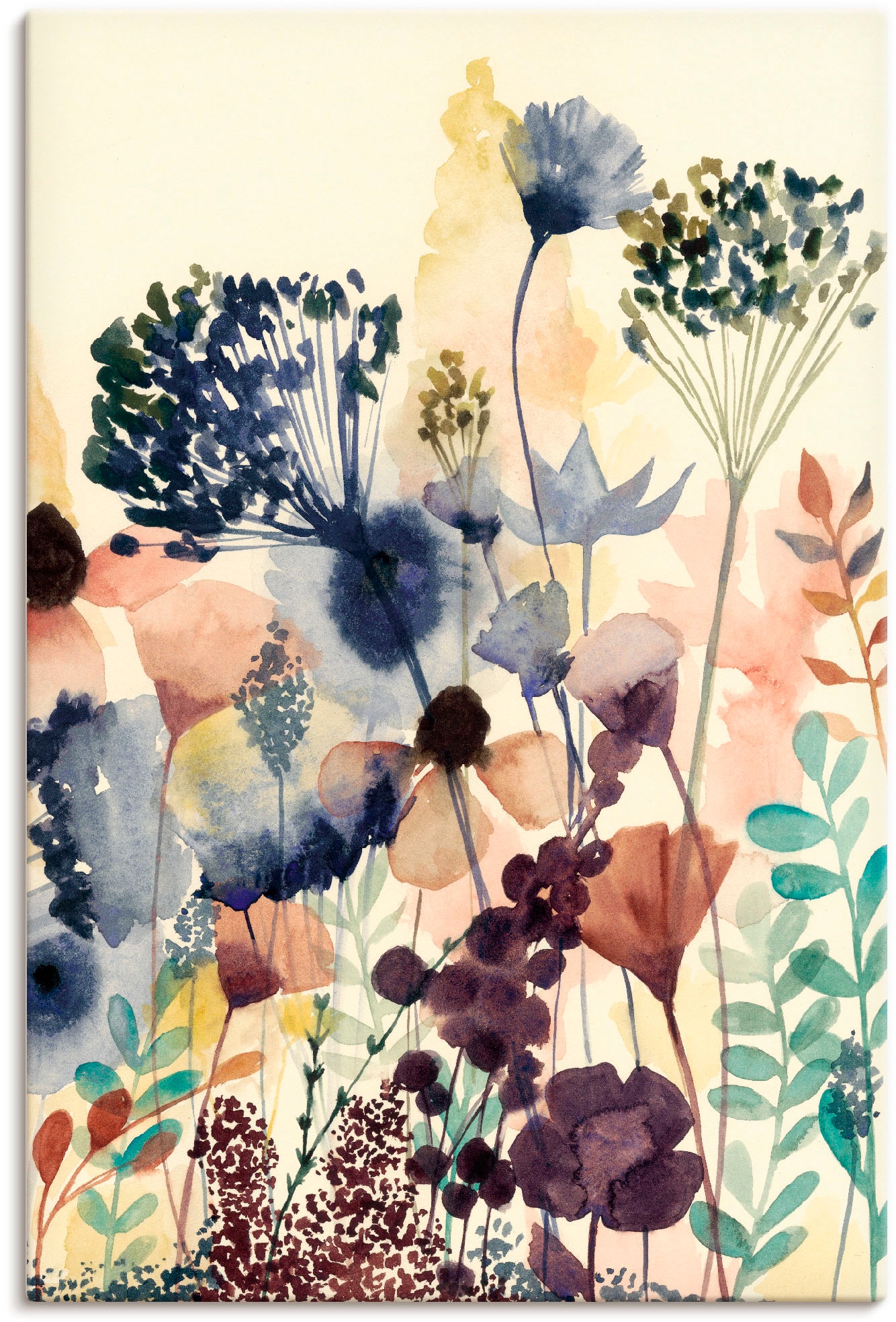 Image of Artland Leinwandbild "Sonnengetrocknete Blüten II" Blumenwiese 1 Stk. tlg. auf Holzrahmen gespannt