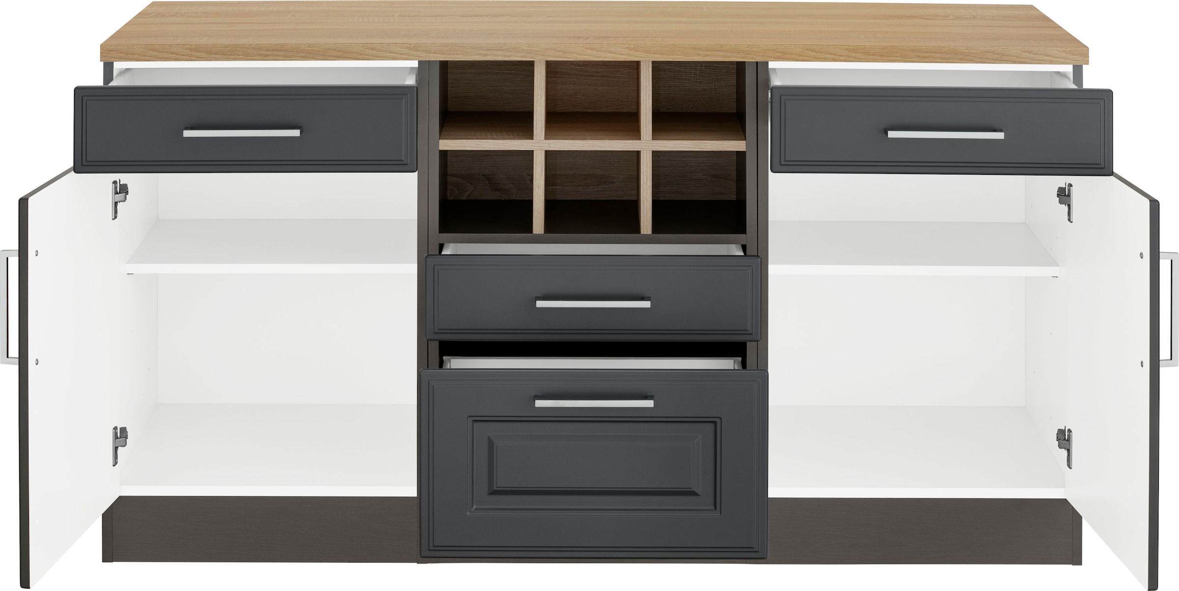 KOCHSTATION Unterschrank »KS-Stockholm« 150 cm breit, hochwertige MDF-Fronten mit Fräsung, viel Stauraum