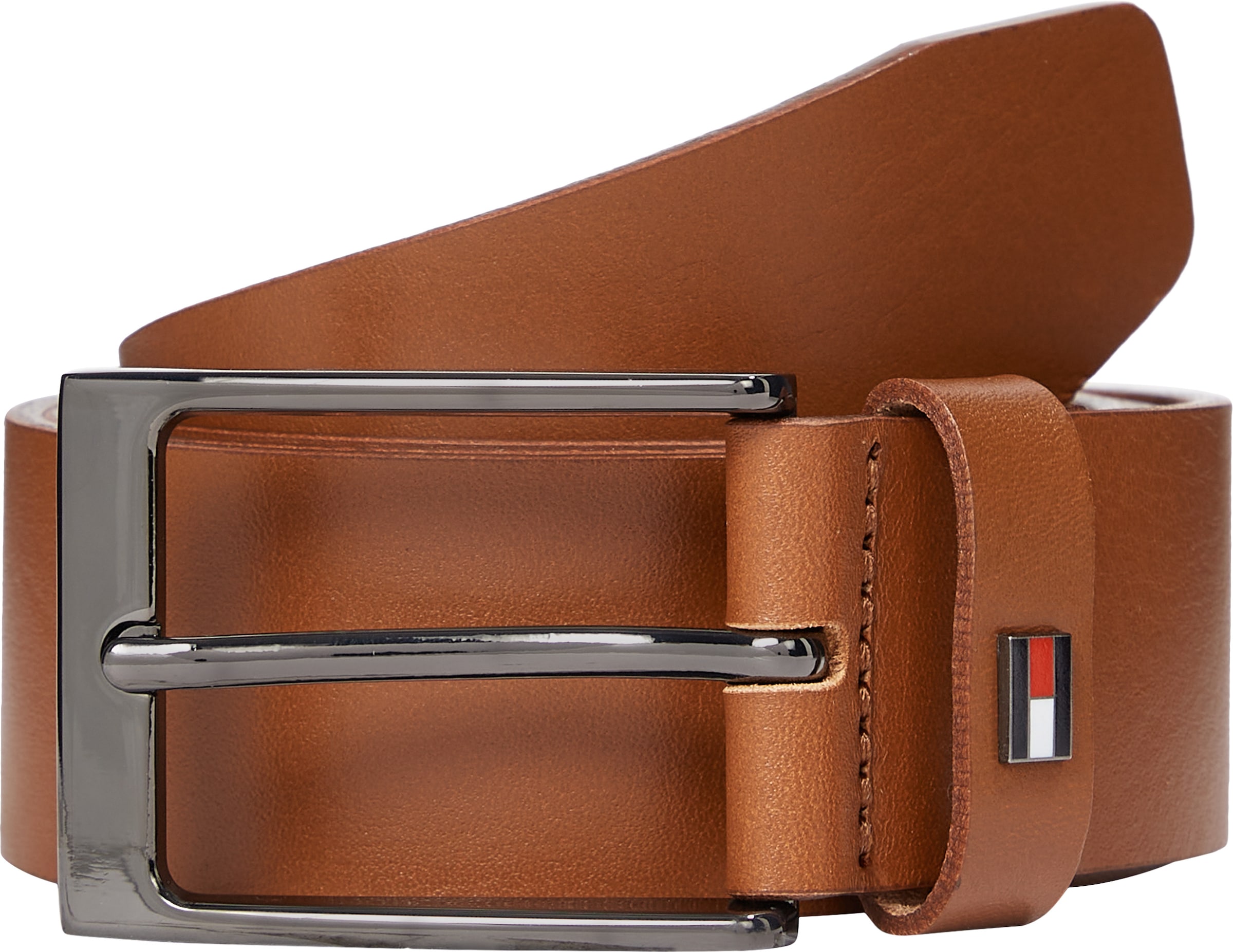 Tommy Hilfiger Ledergürtel »LAYTON 3.5«, Metallpatch, Einfachdornschliesse