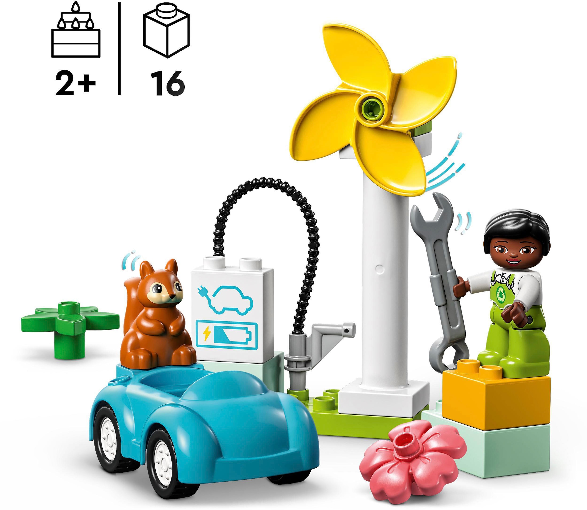 ♕ LEGO® Konstruktionsspielsteine »Windrad und Elektroauto (10985), LEGO®  DUPLO Town«, (16 St.), Made in Europe versandkostenfrei auf