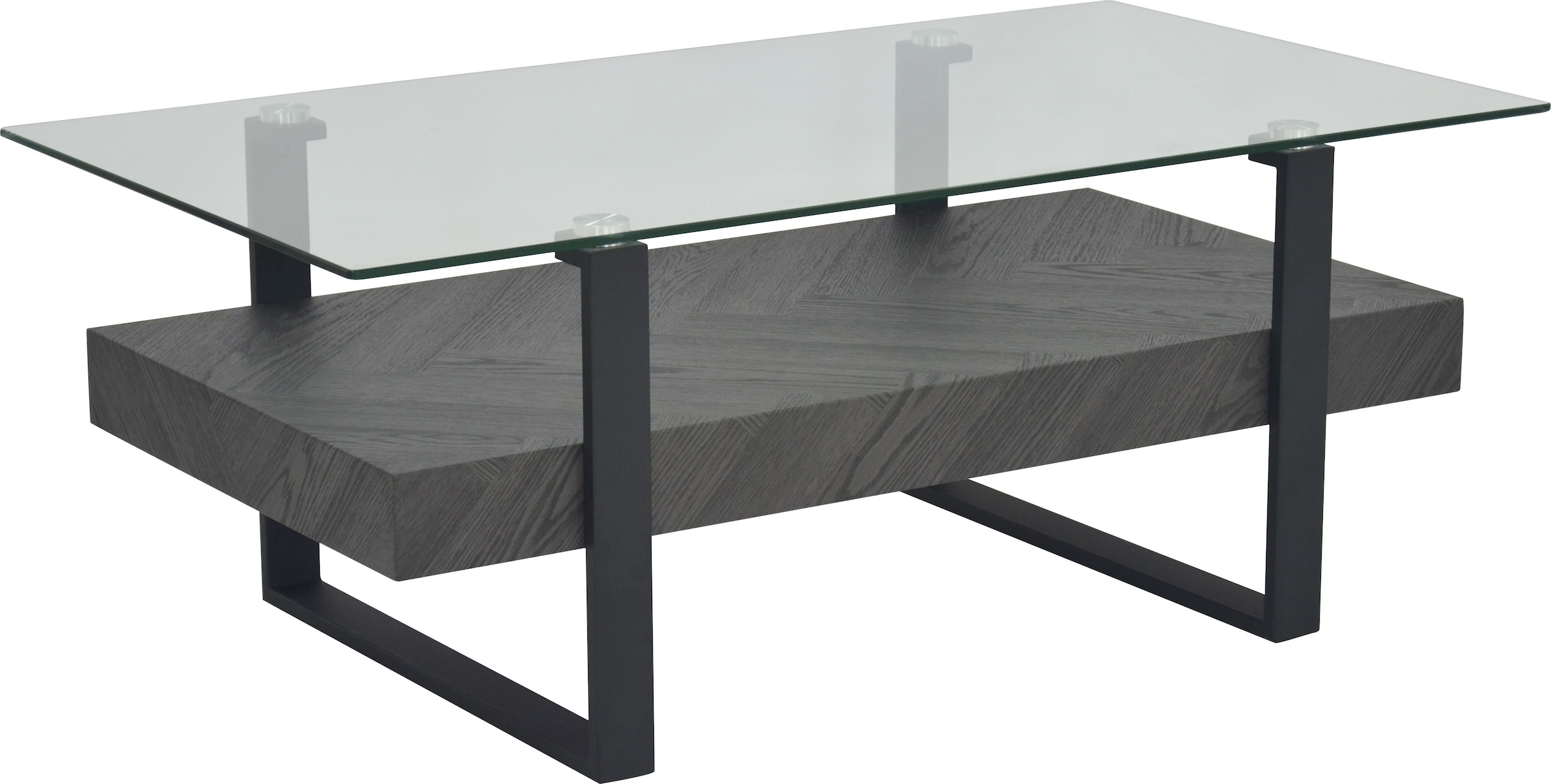 Image of HELA Couchtisch "KONRAD" 1 Stk. tlg. Couchtisch; Ablageboden; Glasplatte; Kufengestell