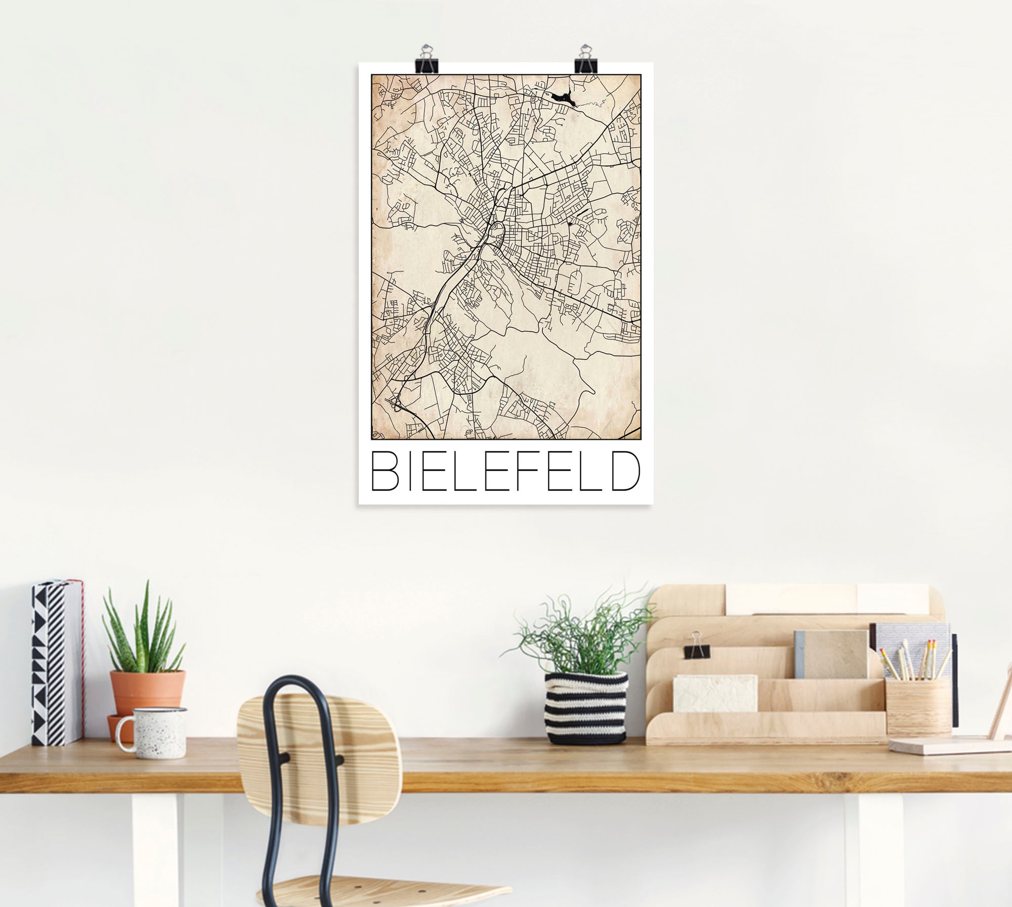 Artland Wandbild »Retro Karte Bielefeld Deutschland Grunge«, Deutschland, (1 St.), als Alubild, Leinwandbild, Wandaufkleber oder Poster in versch. Grössen