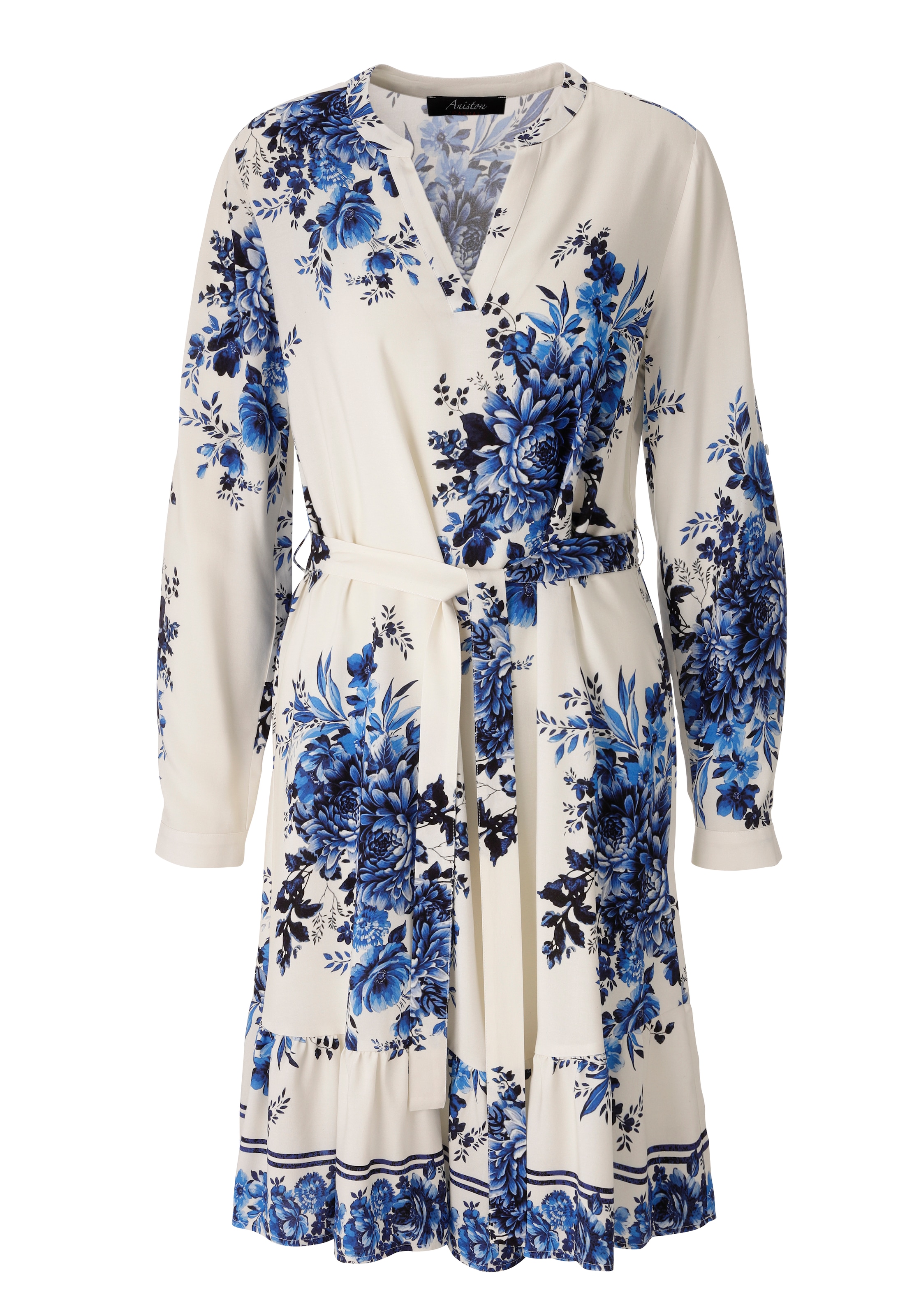 Aniston CASUAL Robe chemisier mit abnehmbarem Bindegürtel,  mit grossflächigen Blumendruck - NEUE KOLLEKTION