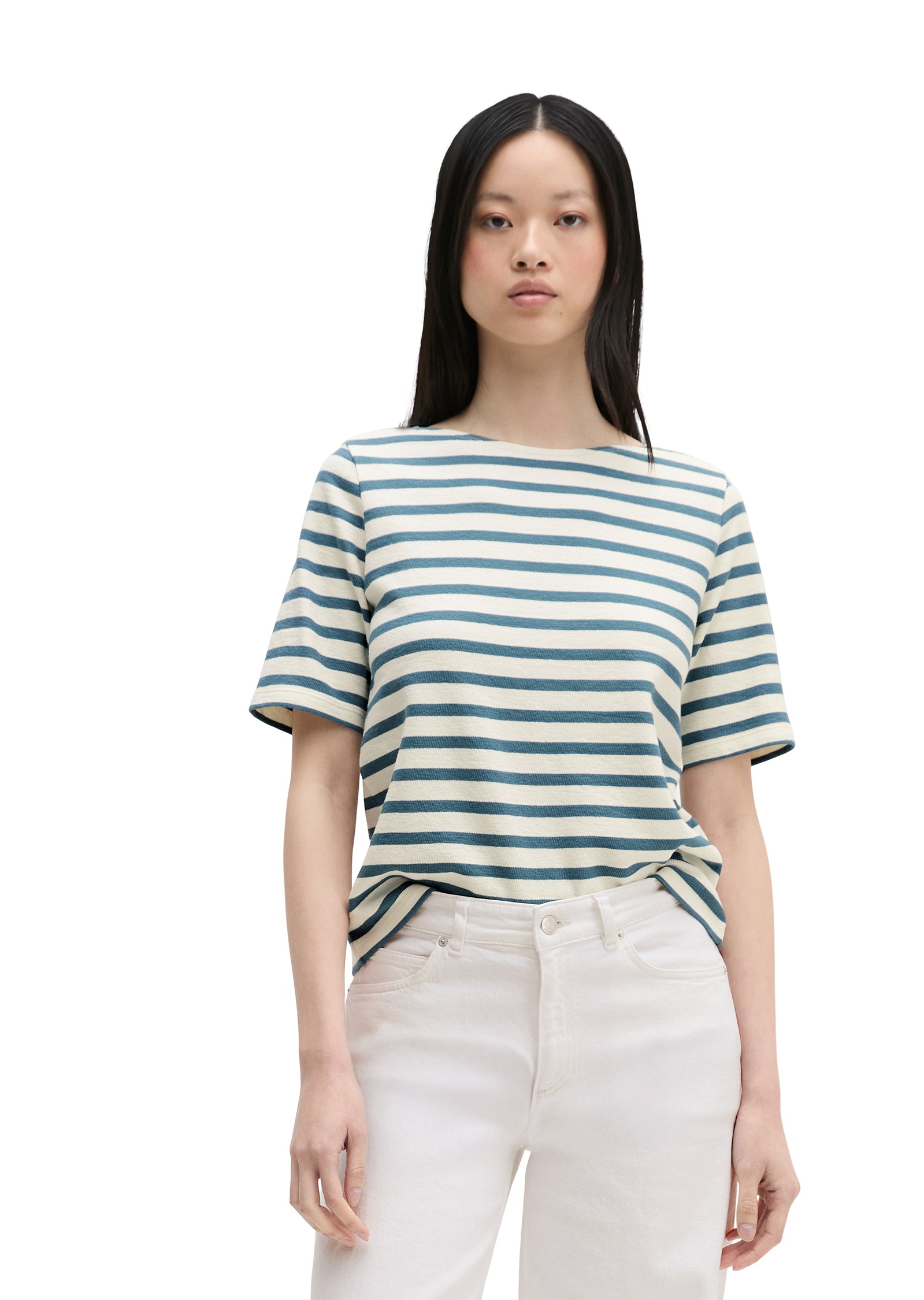 Image of Marc OPolo T-Shirt straight aus weichem Jersey, geringelt