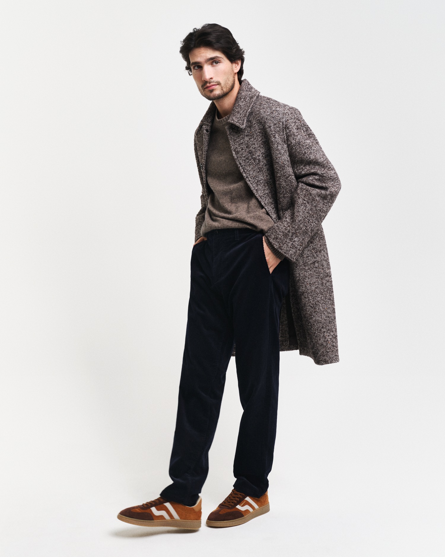 Gant Rundhalspullover »WOOL BLEND C-NECK«, in melierter Optik