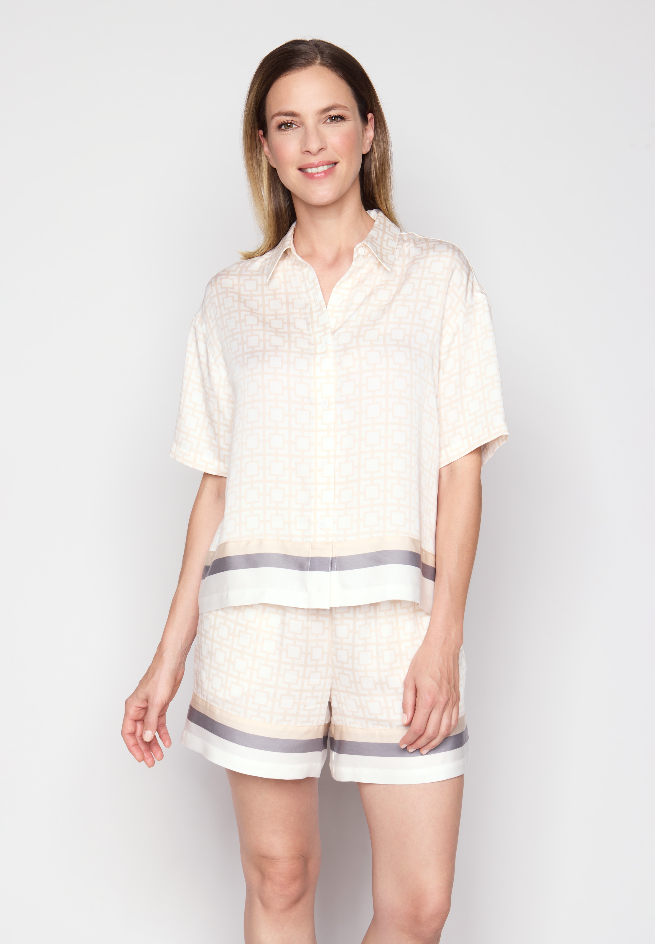 Image of JOOP Pyjamaoberteil mit kurzem Ärmeln, Kragen und grafischem Muster